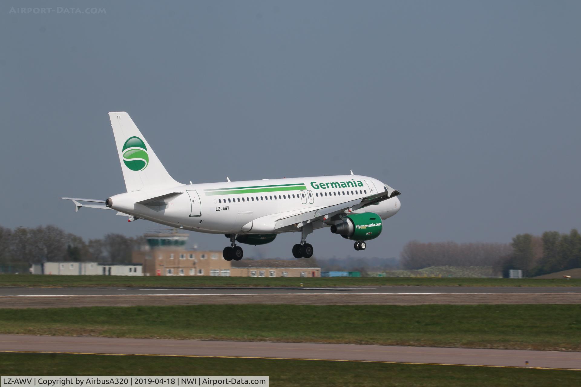 LZ-AWV, 2008 Airbus A319-100 C/N 3403, Landing on Rwy 09 at NWI