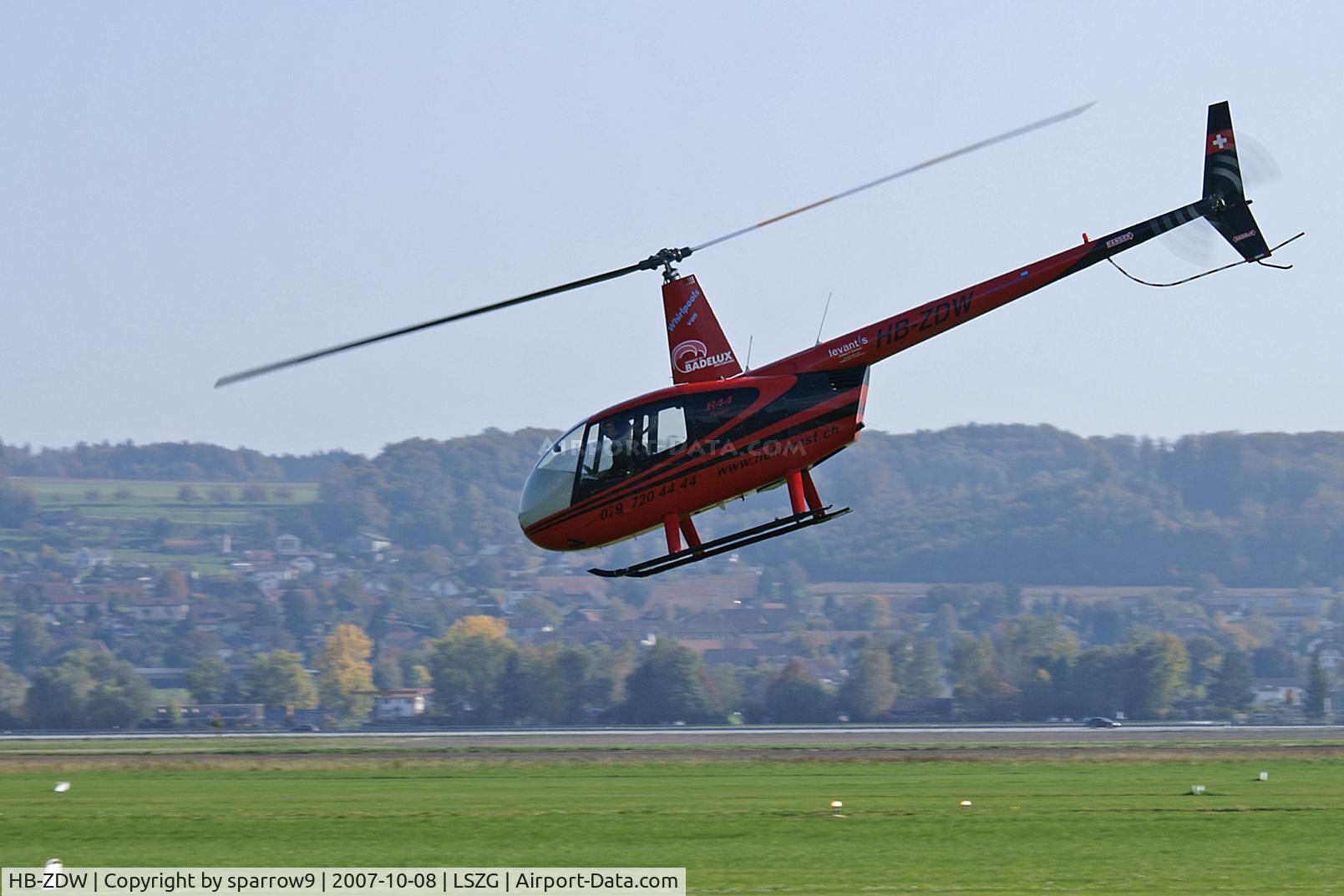 HB-ZDW, 2001 Robinson R44 Raven C/N 1147, At Grenchen. HB-registered from 2001-12-17 until 2019-03-14.