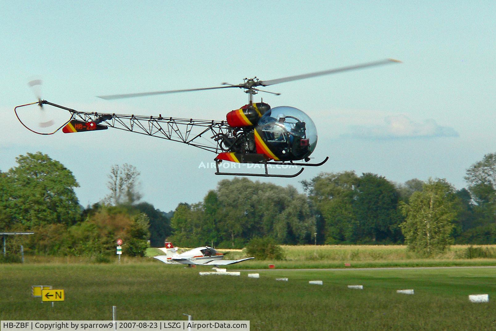HB-ZBF, 1966 Westland AB-47G-3B-1 C/N WA403, Hoovering for departure at Grenchen.