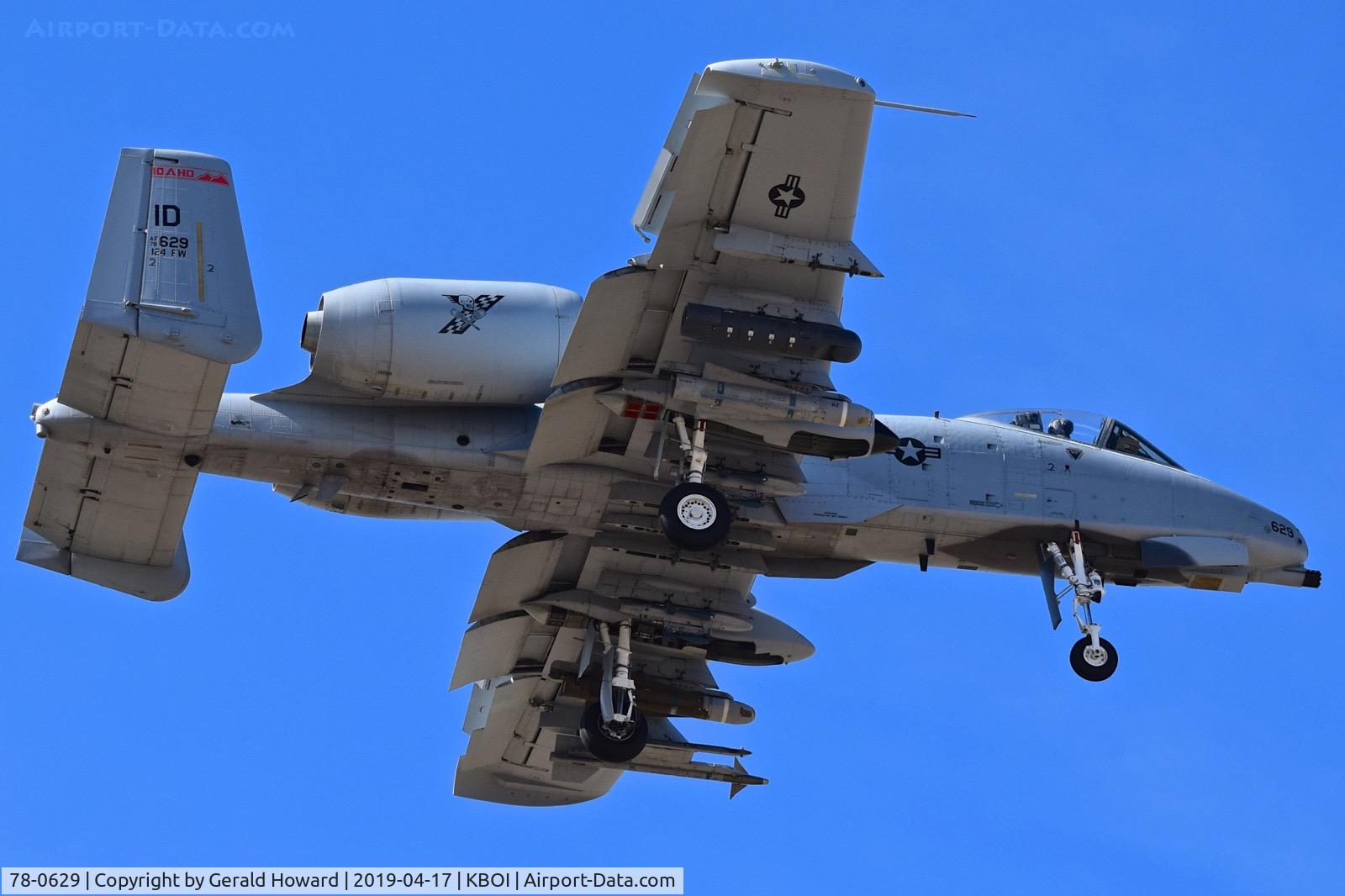 78-0629, 1978 Fairchild Republic A-10C Thunderbolt II C/N A10-0249, Landing RWY 28L.  190th Fighter Sq., 124th Fighter Wing, Idaho ANG.