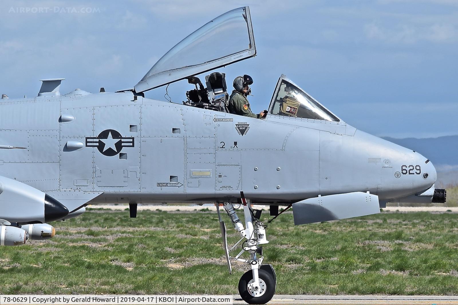78-0629, 1978 Fairchild Republic A-10C Thunderbolt II C/N A10-0249, Taxiing on Bravo.  190th Fighter Sq., 124th Fighter Wing, Idaho ANG.