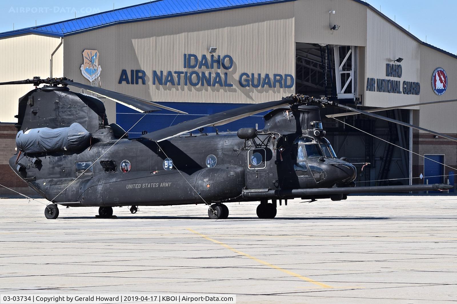 03-03734, 2003 Boeing MH-47G Chinook C/N M.3734, U.S. Army 160th Special Operations Aviation Regiment (SOAR) “Night Stalkers” 4th BN, Joint Base Lewis-McChord, WA.  Rebuilt 47D 82-23780.