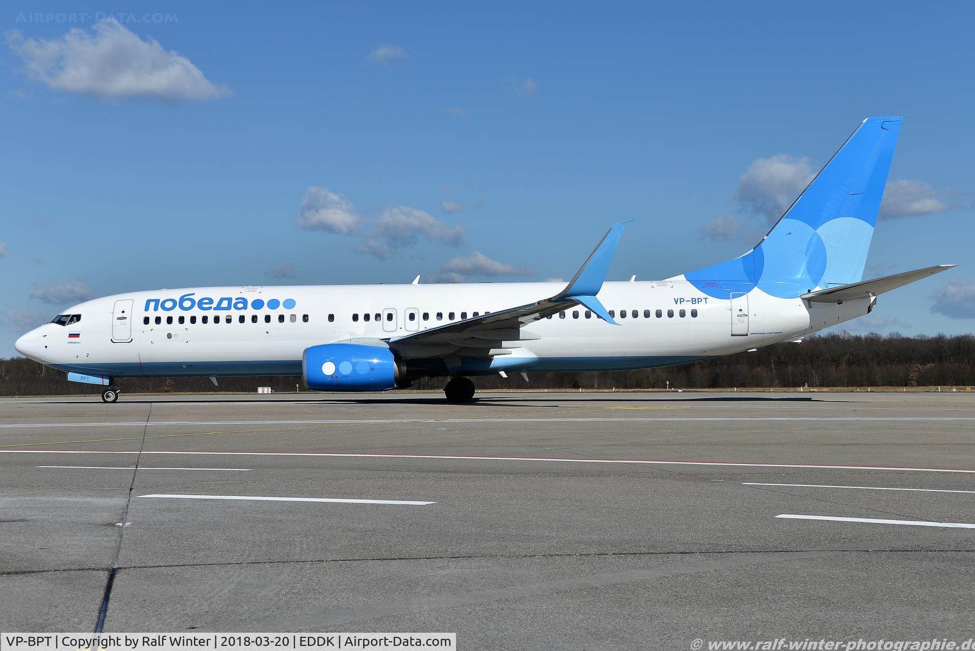 VP-BPT, 2018 Boeing 737-8AL C/N 63405, Boeing 737-8AL(W) - DP PBD Pobeda - 63405 - VP-BPT - 20.03.2018 - CGN