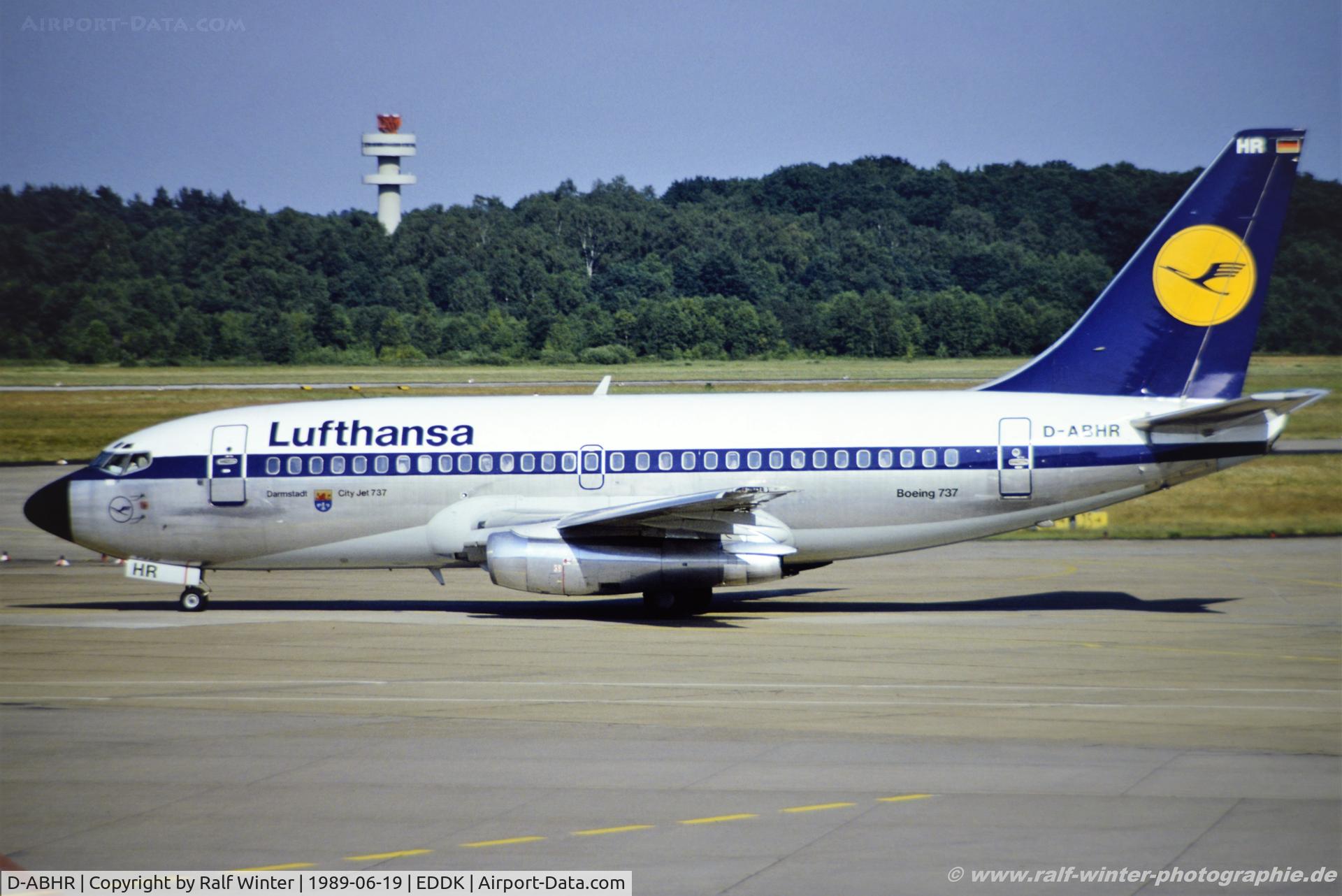 D-ABHR, 1981 Boeing 737-230 C/N 22141, Boeing 737-230 - LH DLH Lufthansa 'Darmstadt' - 22141 - D-ABHR - 19.06.1989 - CGN