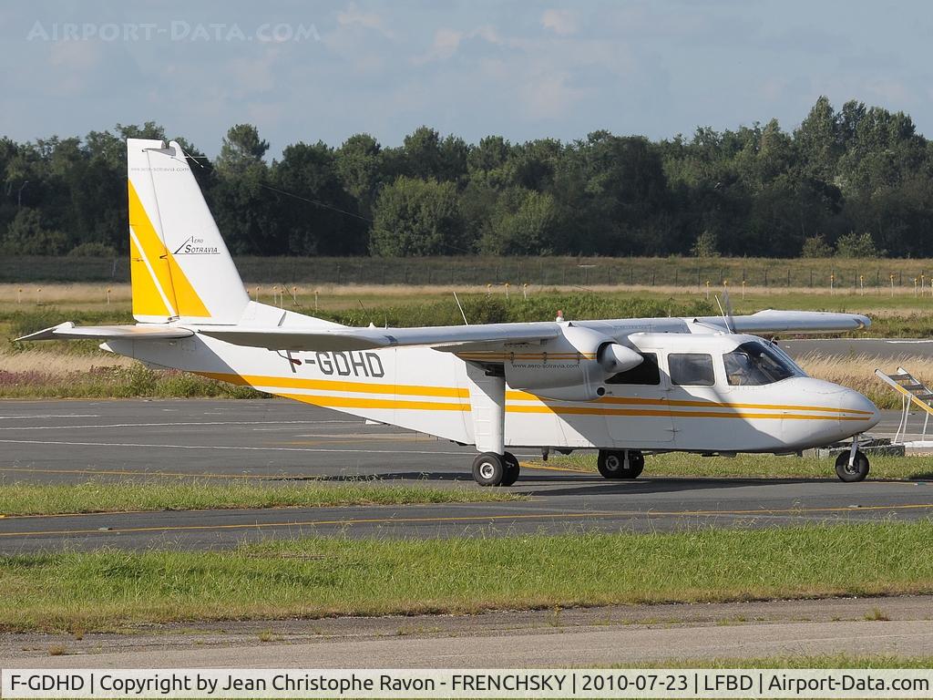 F-GDHD, 1977 Britten-Norman BN-2A-9 Islander C/N 591, operated by Aerosotravia France as airborne transmissions relay