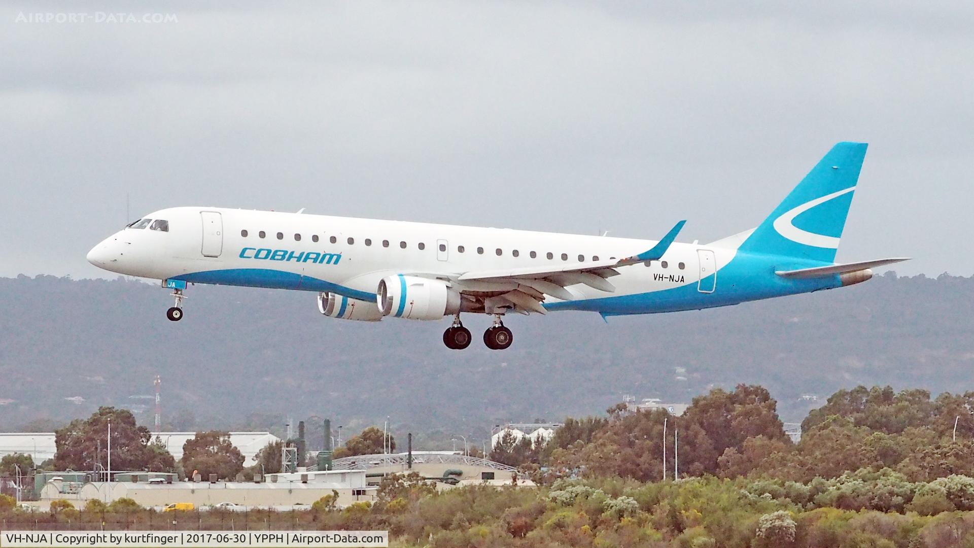 VH-NJA, 2011 Embraer 190LR (ERJ-190-100LR) C/N 19000404, Embraer ERJ-190-100LR Cobham Aviation VH-NJA. Perth International Airport.