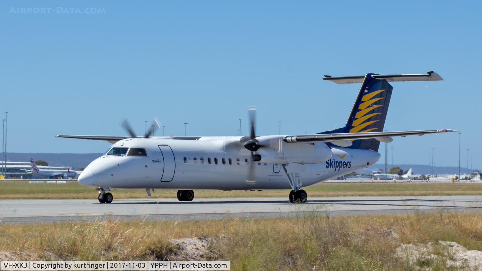 VH-XKJ, 2002 De Havilland Canada DHC-8-315Q Dash 8 C/N 588, Bombardier Dash 8 Q300. VH-XKJ Skippers. YPPH 03/11/17.