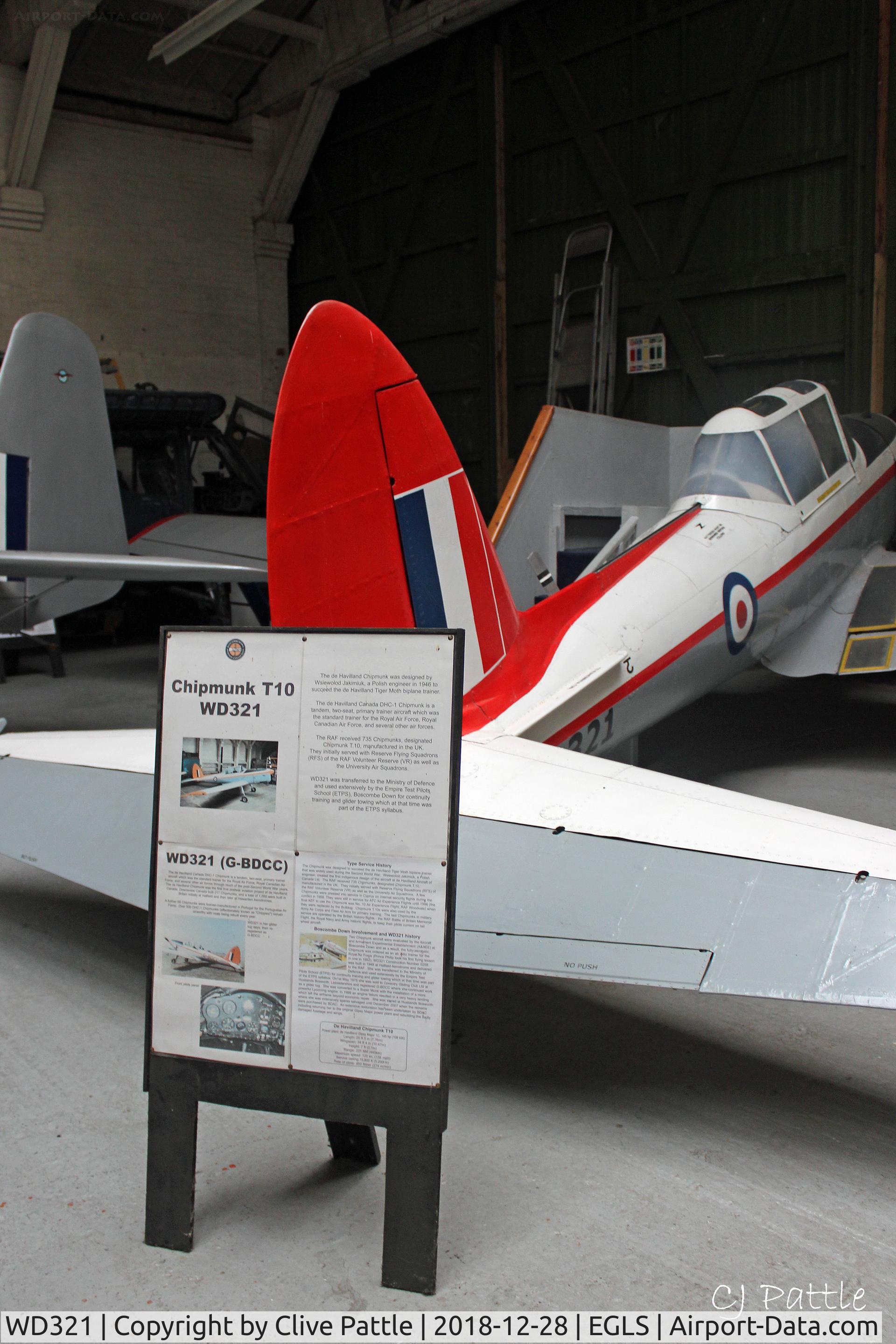 WD321, 1955 De Havilland DHC-1 Chipmunk 22 (Lycoming) C/N C1/0258, - on display at the Boscombe Down Aviation Collection at Old Sarum, EGLS.