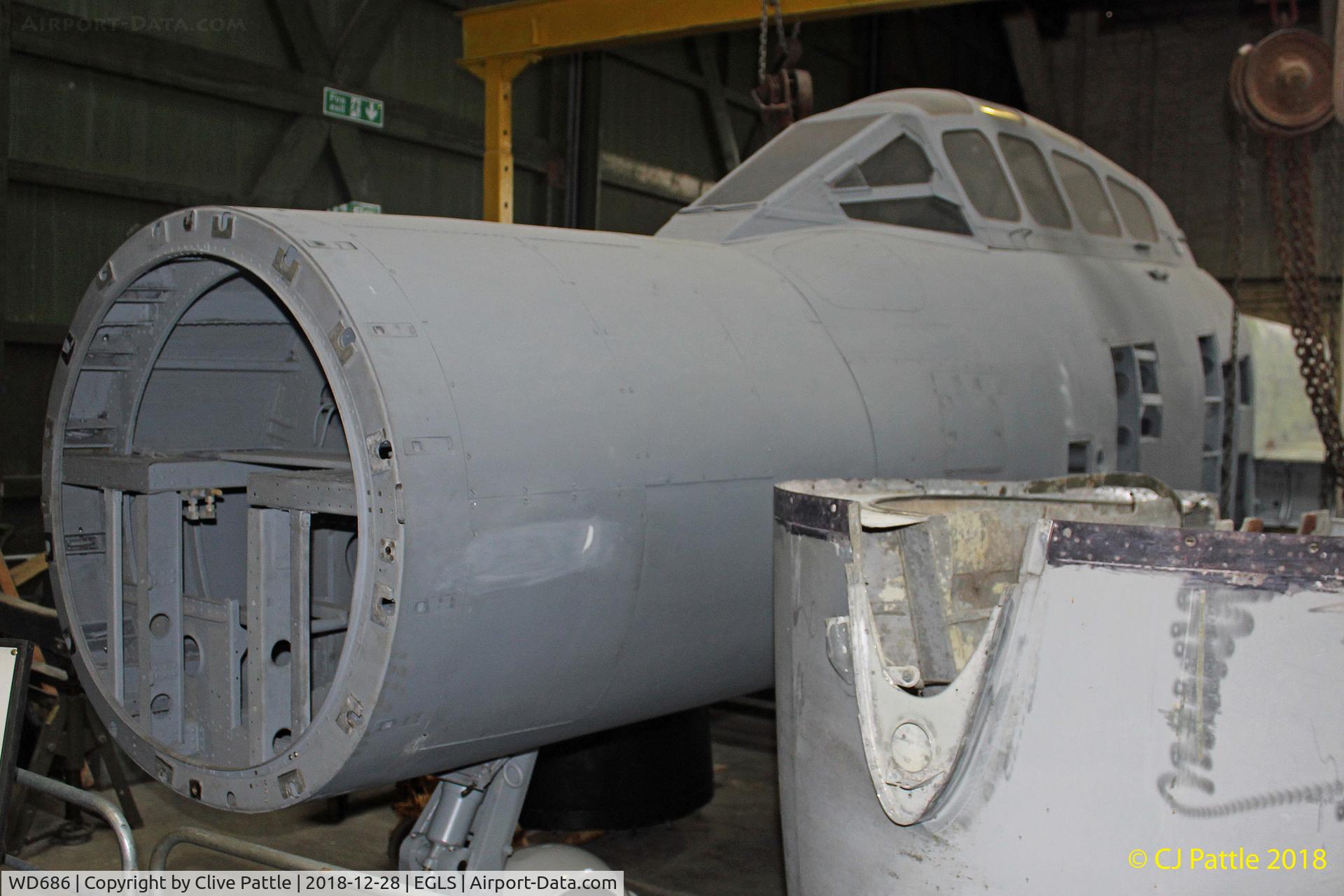 WD686, 1952 Gloster Meteor NF.11 C/N Not found WD686, - on display at the Boscombe Down Aviation Collection at Old Sarum, EGLS.
