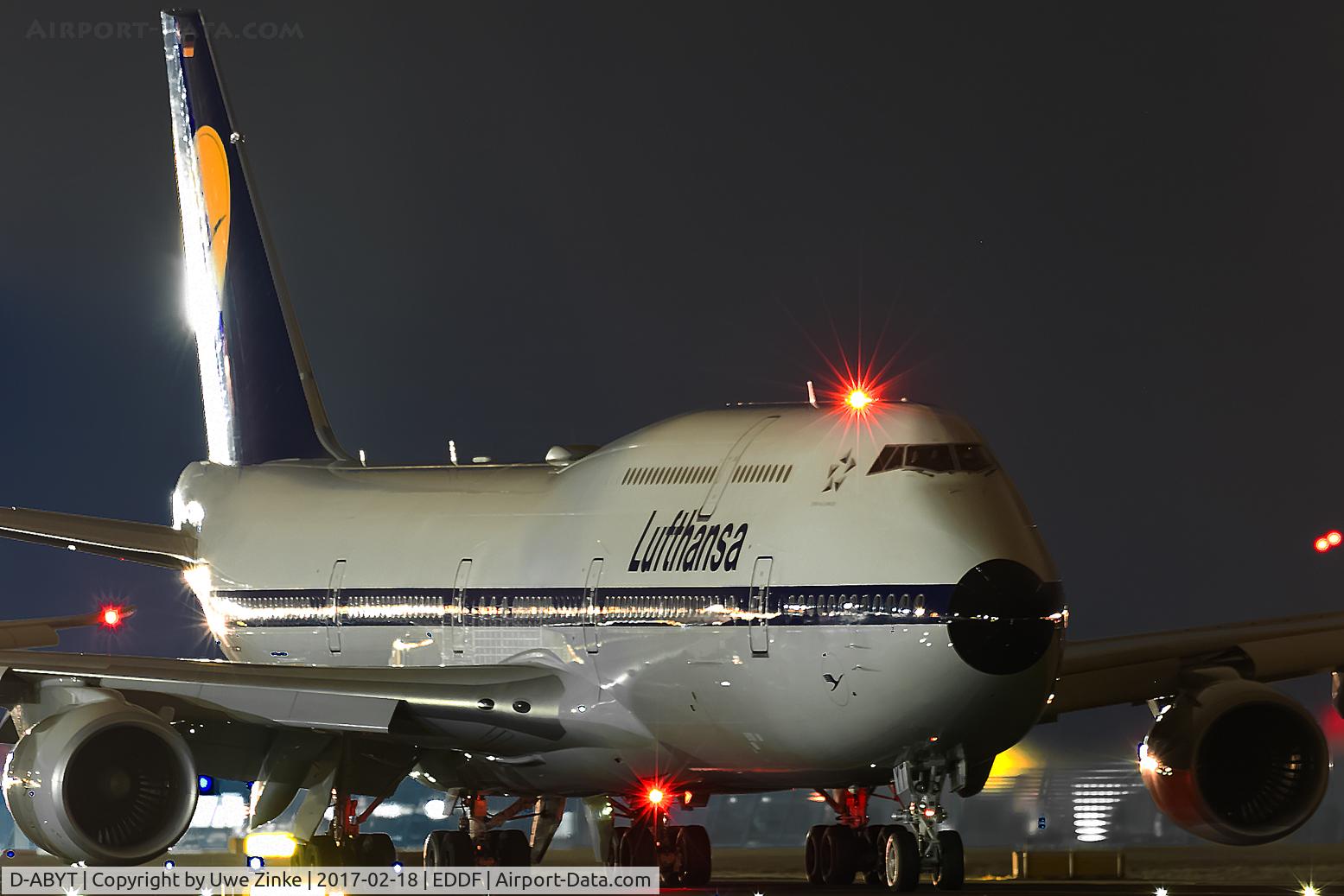 D-ABYT, 2015 Boeing 747-830 C/N 37844, late evening