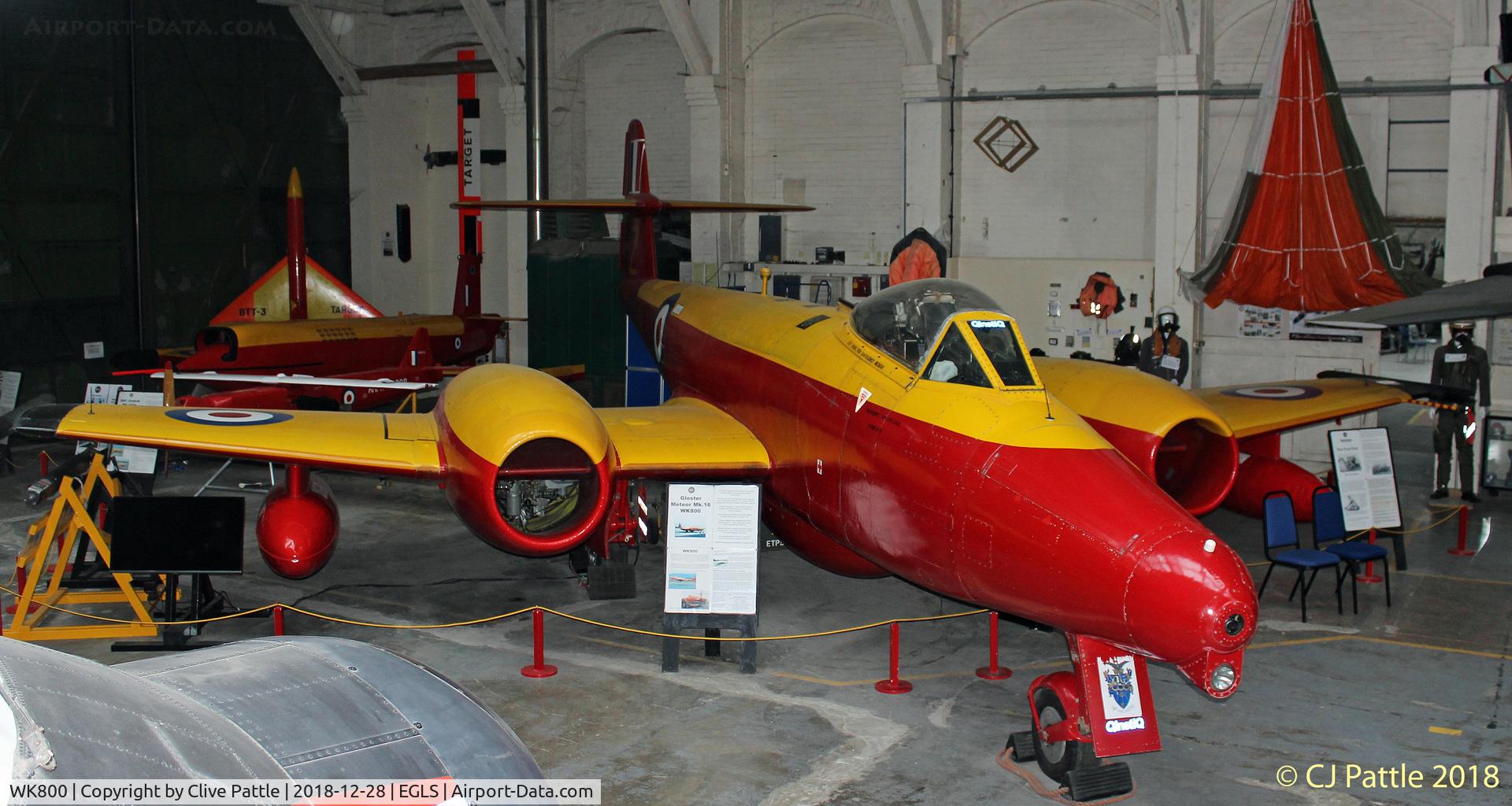 WK800, 1952 Gloster Meteor D.16 C/N Not found WK800, - on display at the Boscombe Down Aviation Collection (BDAC) at Old Sarum Airfield , EGLS. Ex RAE Llanbedr target drone duties.