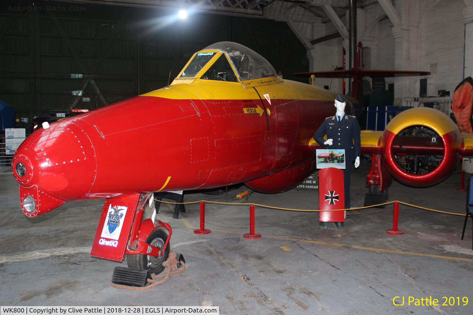 WK800, 1952 Gloster Meteor D.16 C/N Not found WK800, - on display at the Boscombe Down Aviation Collection (BDAC) at Old Sarum Airfield , EGLS. Ex RAE Llanbedr target drone duties.