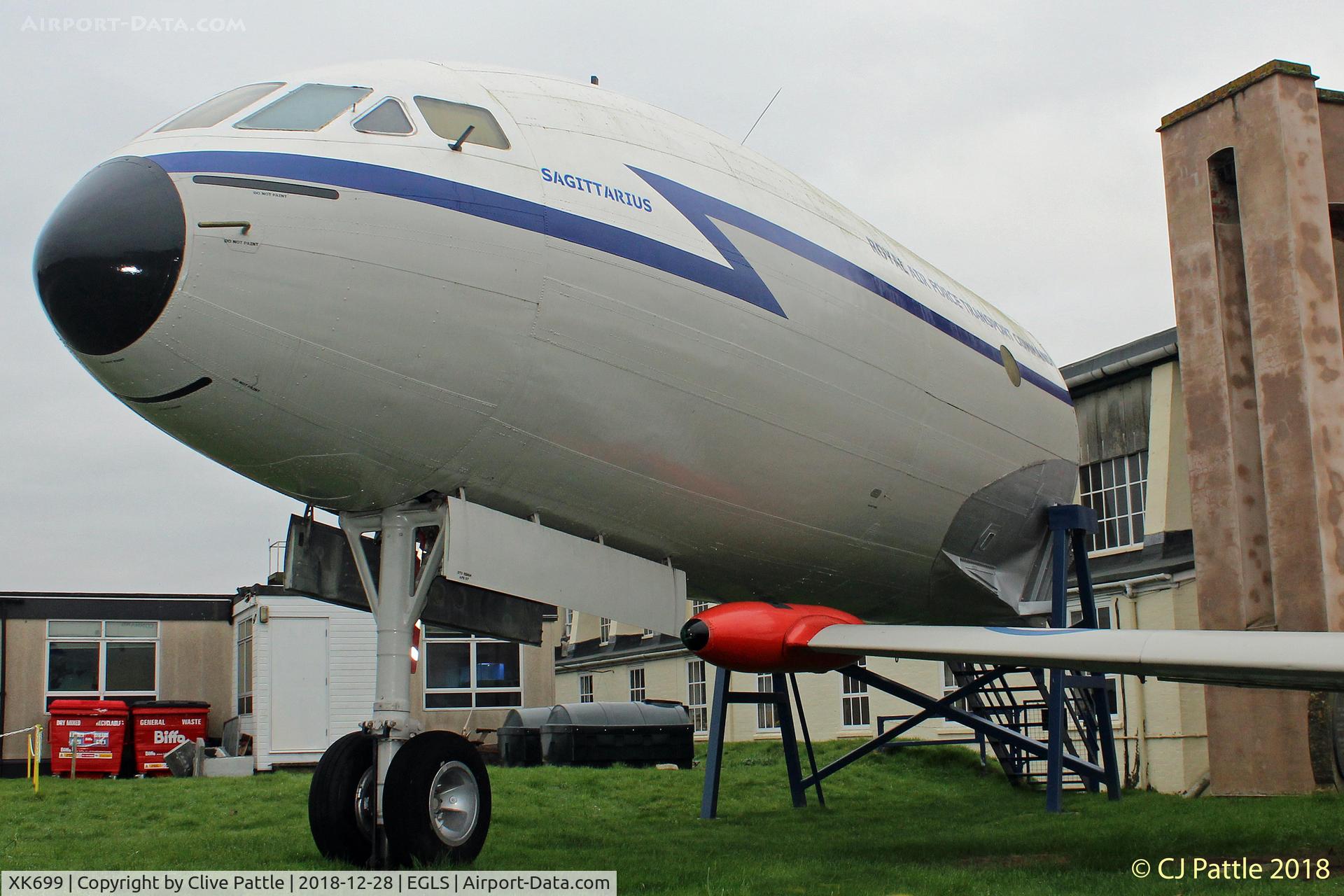 XK699, 1956 De Havilland DH.106 Comet C.2 C/N 6035, Cockpit and forward cabin - on display at the Boscombe Down Aviation Collection (BDAC) at Old Sarum Airfield , EGLS. Ex RAF Lyneham Gate Guard.