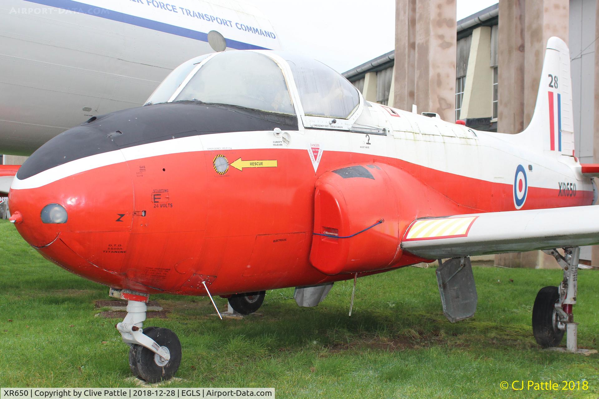 XR650, 1963 BAC 84 Jet Provost T.4 C/N Not found XR650, On display at the Boscombe Down Aviation Collection (BDAC) at Old Sarum Airfield , EGLS.