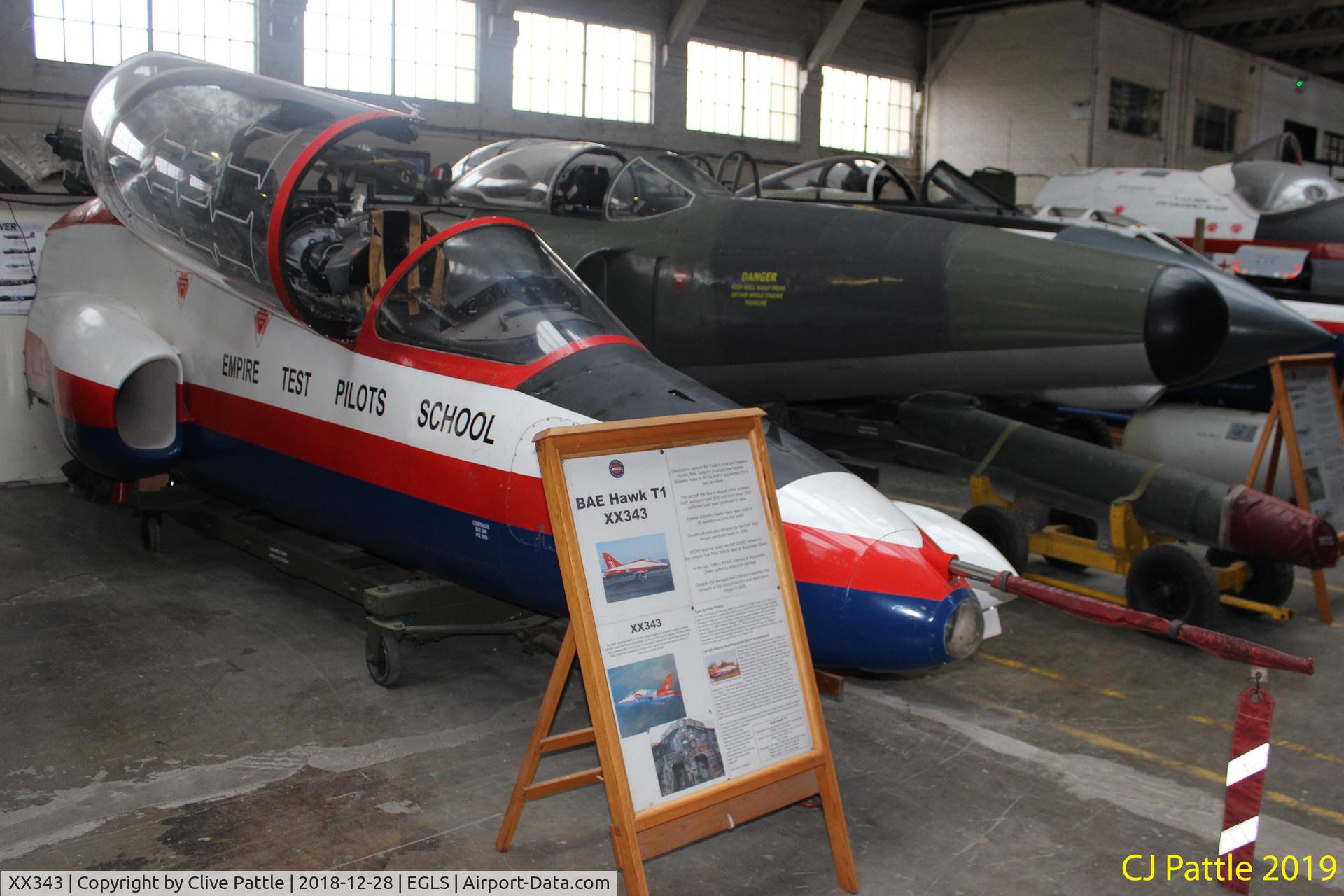 XX343, 1981 Hawker Siddeley Hawk T.1 C/N 192/312167, Cockpit- on display at the Boscombe Down Aviation Collection (BDAC) at Old Sarum Airfield , EGLS. In ETPS colour scheme.