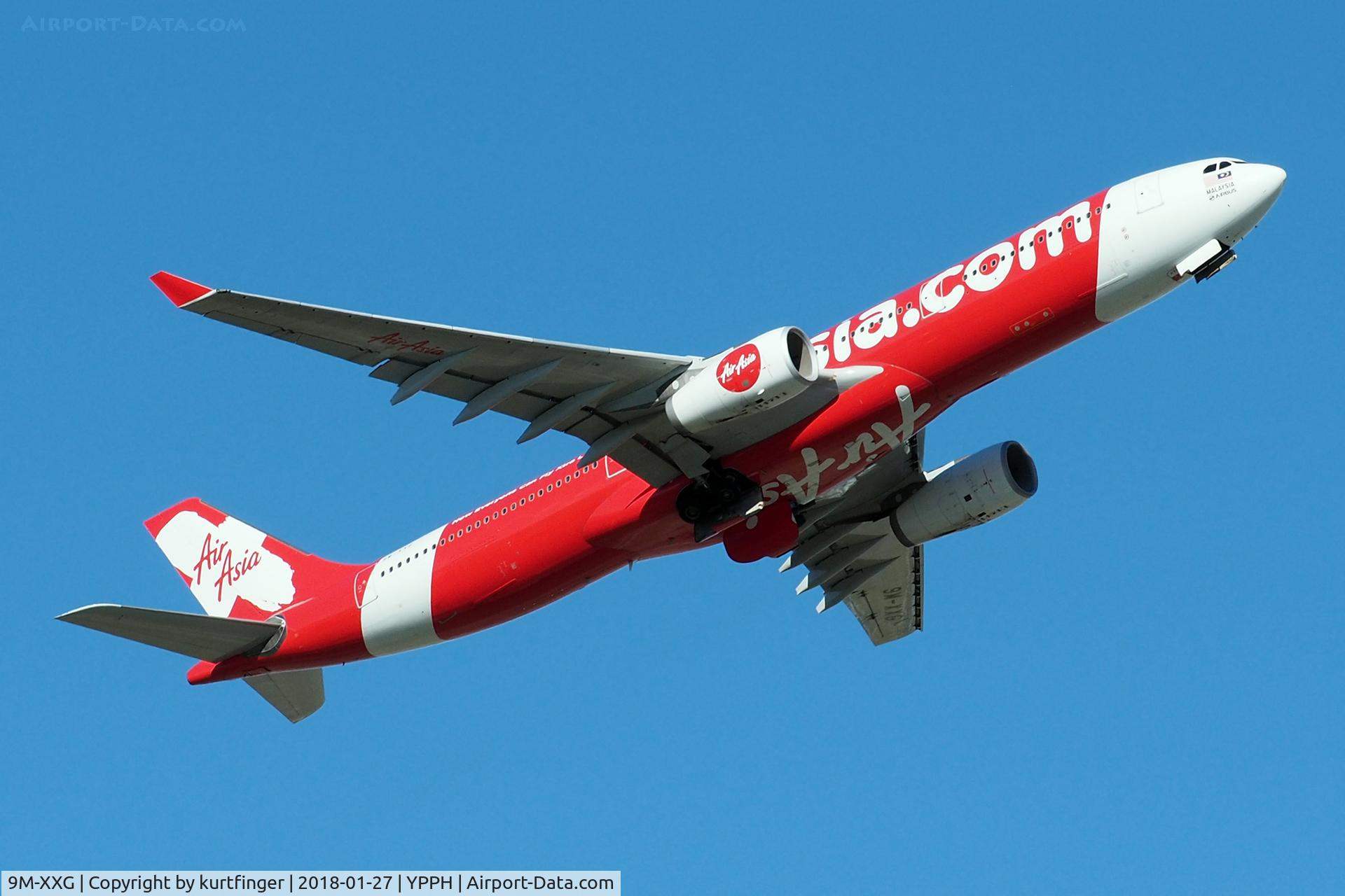 9M-XXG, 2010 Airbus A330-343X C/N 1131, Airbus A330-343 AirAsiaX 9M-XXG. Departed runway 21, YPPH 27/01/18.