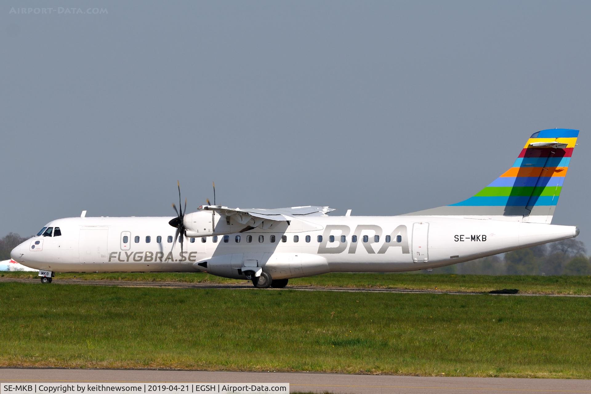 SE-MKB, 2015 ATR 72-212A C/N 1308, Leaving Norwich for Angelholm, Sweden.