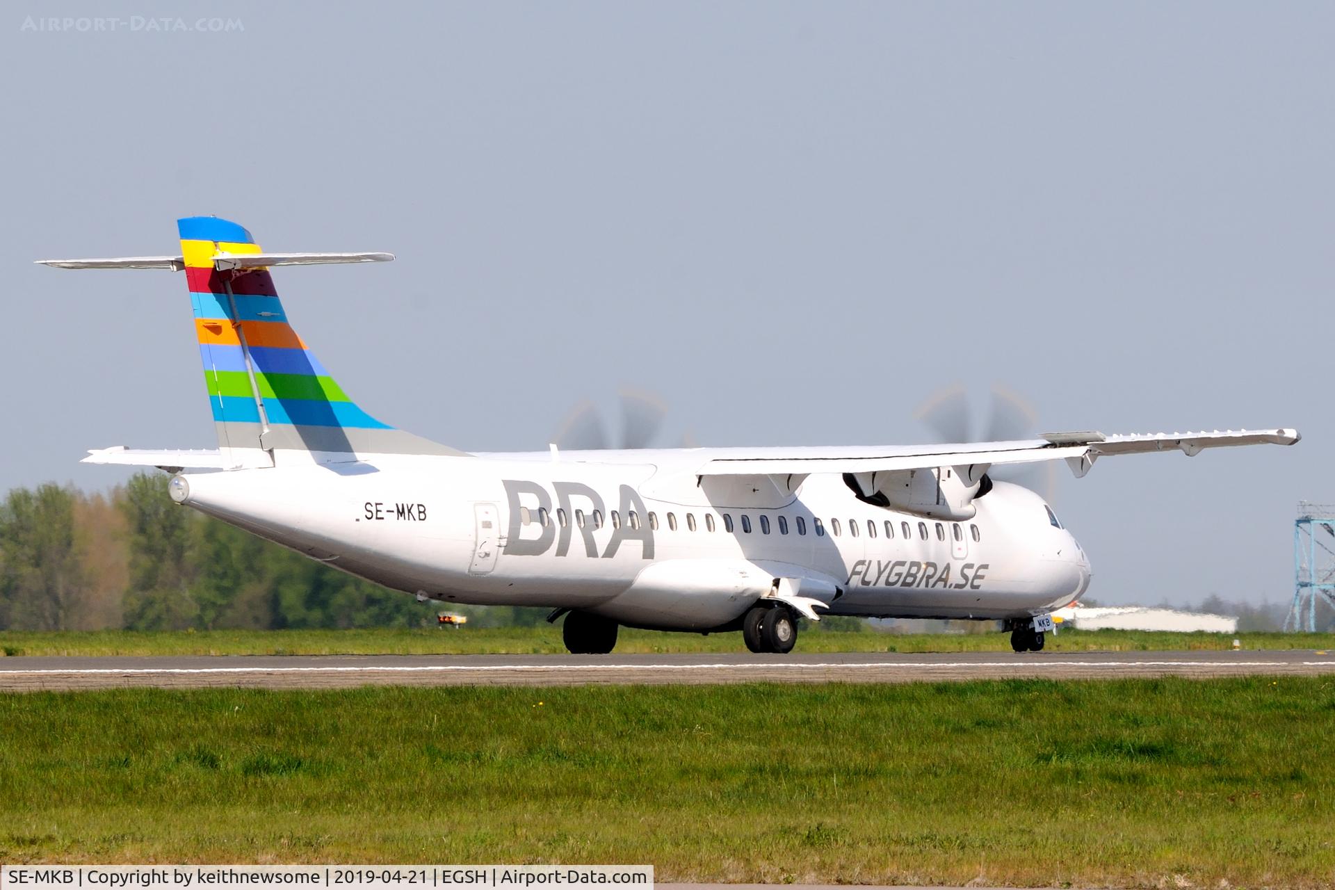 SE-MKB, 2015 ATR 72-212A C/N 1308, Leaving Norwich for Angelholm, Sweden.