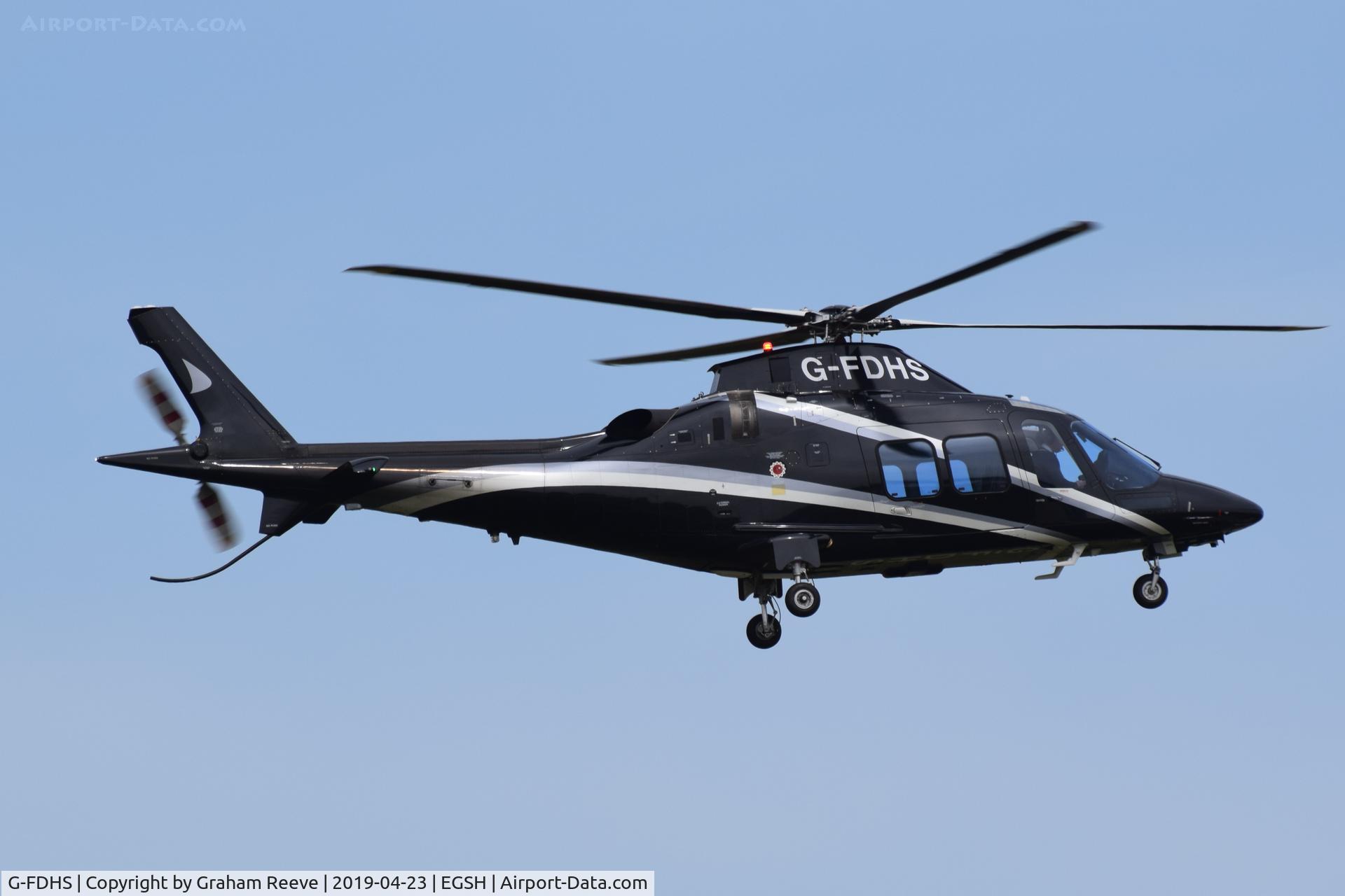 G-FDHS, 2018 Leonardo AW-109SP Grand New C/N 22378, Landing at Norwich.