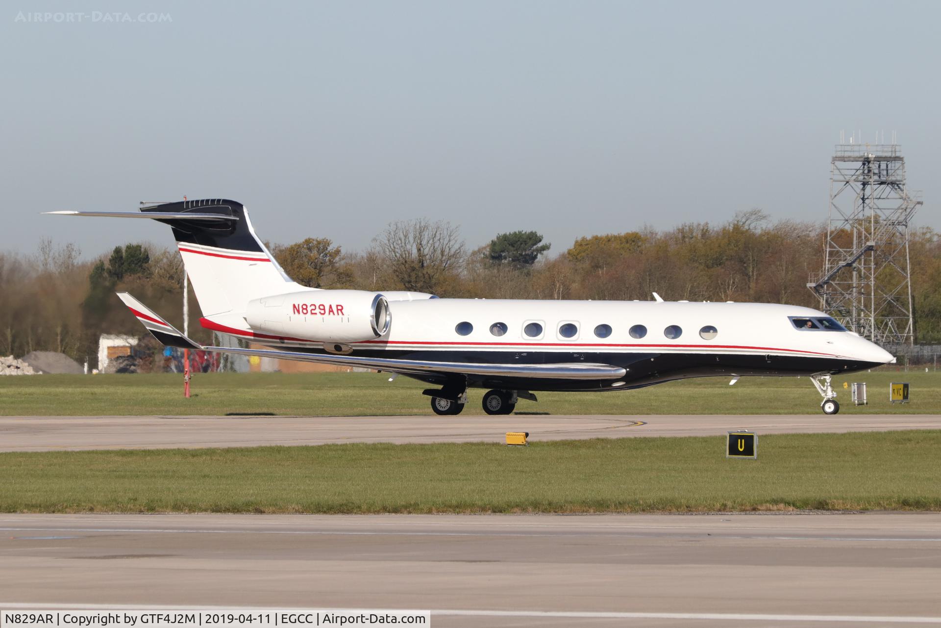 N829AR, 2018 Gulfstream 650 C/N 6338, N829AR  at Manchester 11.4.19