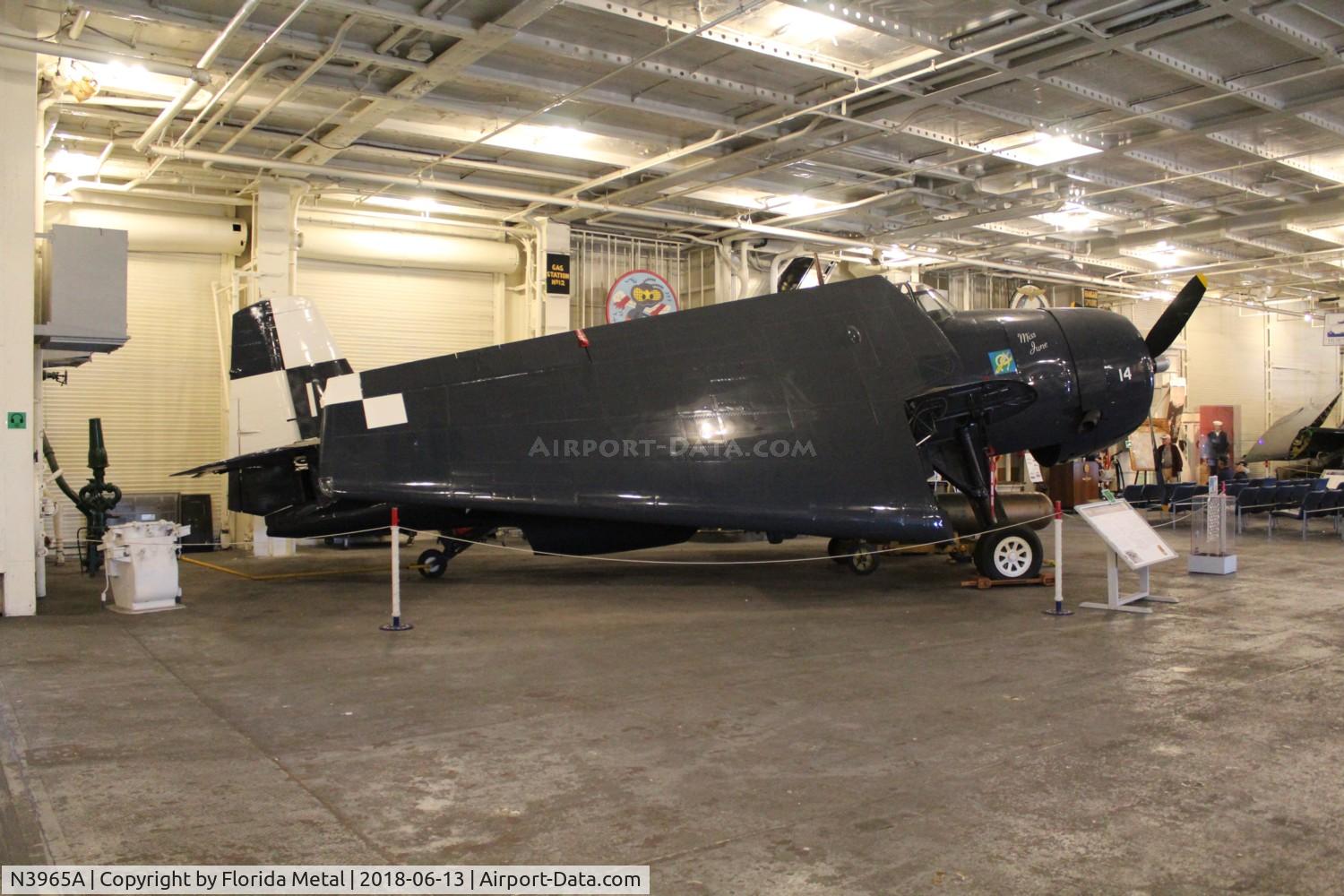 N3965A, 1958 General Motors TBM-3 Avenger C/N Not found (USN69375), Avenger on the U.S.S. Hornet