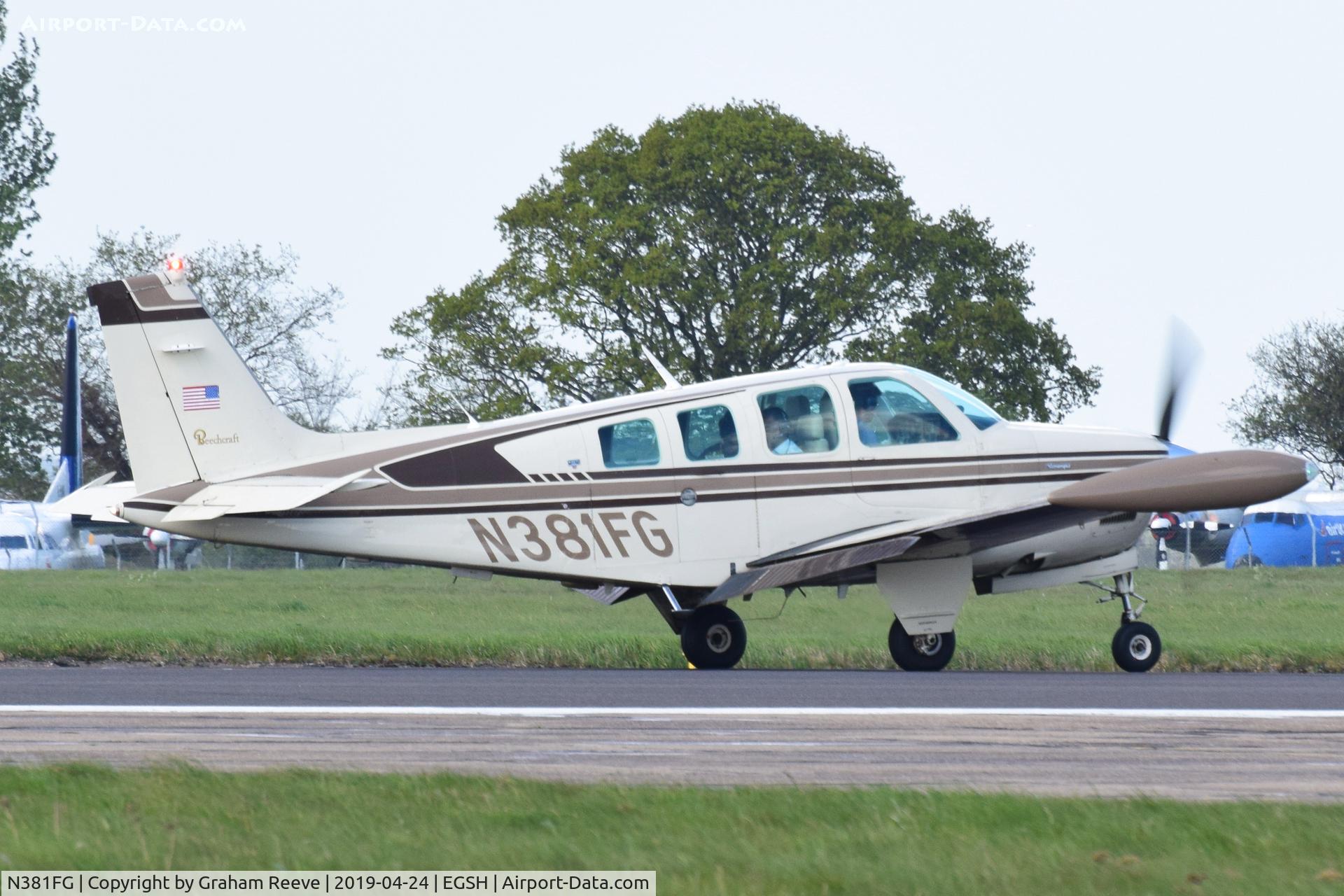 N381FG, Beechcraft A36TC Bonanza C/N EA-249, Departing from Norwich.