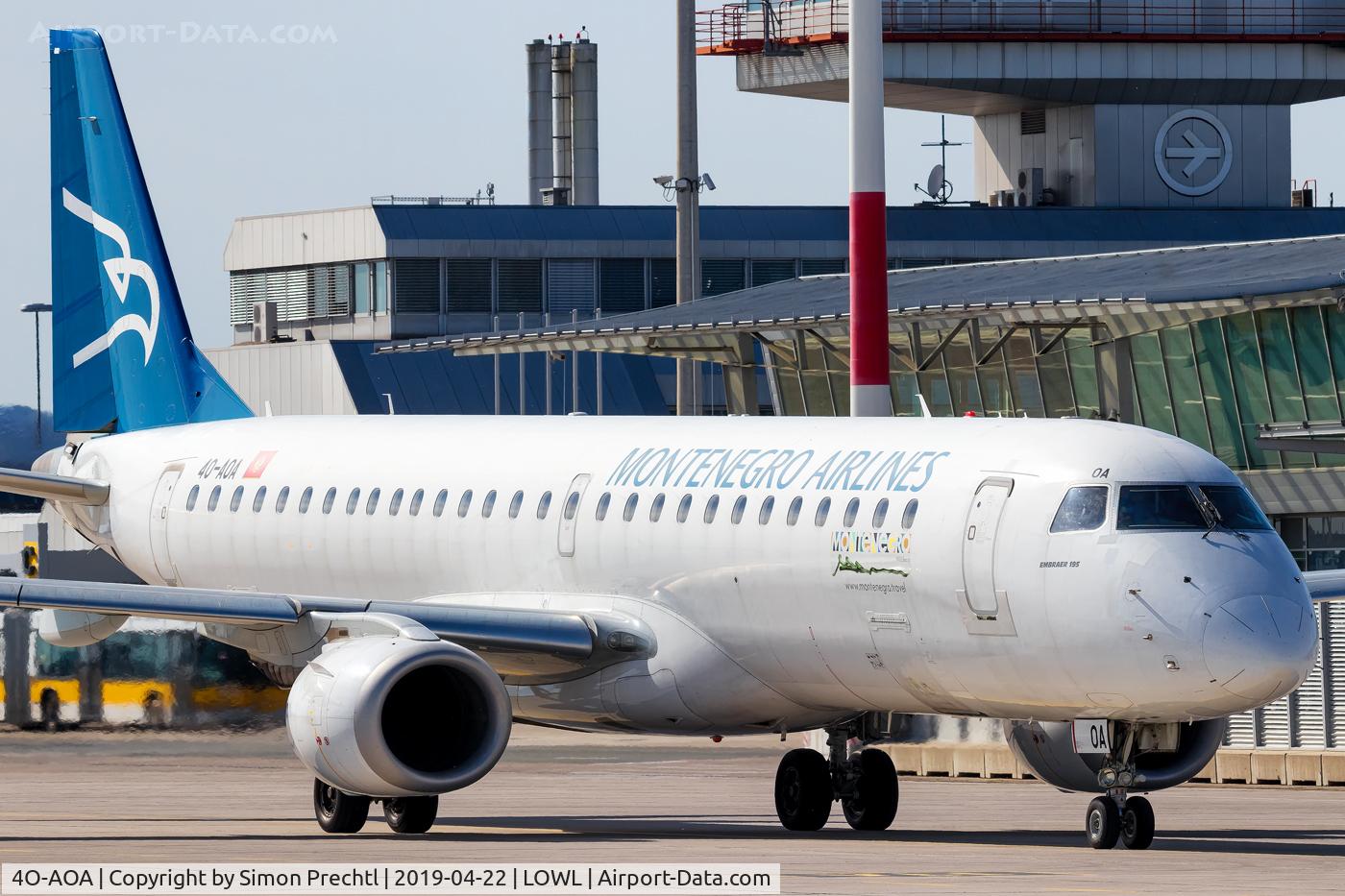4O-AOA, 2008 Embraer 195LR (ERJ-190-200LR) C/N 19000180, 4O-AOA @ Linz Airport