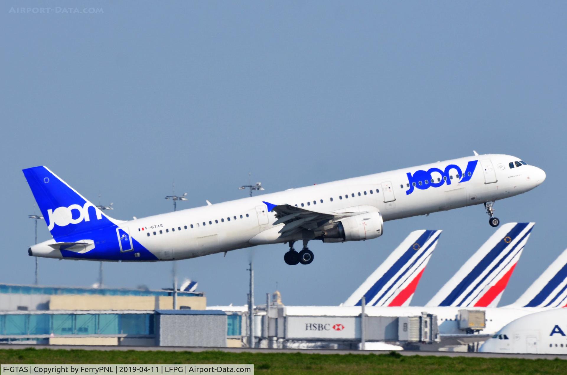 F-GTAS, 2008 Airbus A321-212 C/N 3419, Joon A321 departing CDG