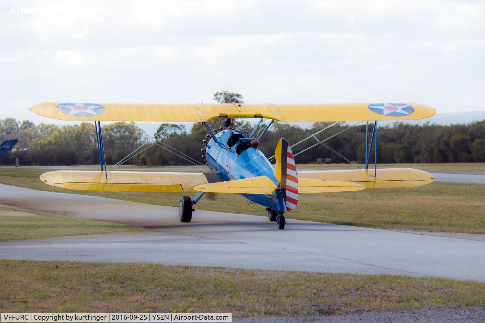 VH-URC, 1942 Boeing PT-17/L300 Kaydet (A75N1) C/N 75-1834, Boeing A75N1, sn 75-1834. VH-URC Serpentine airfield, 25-09-16