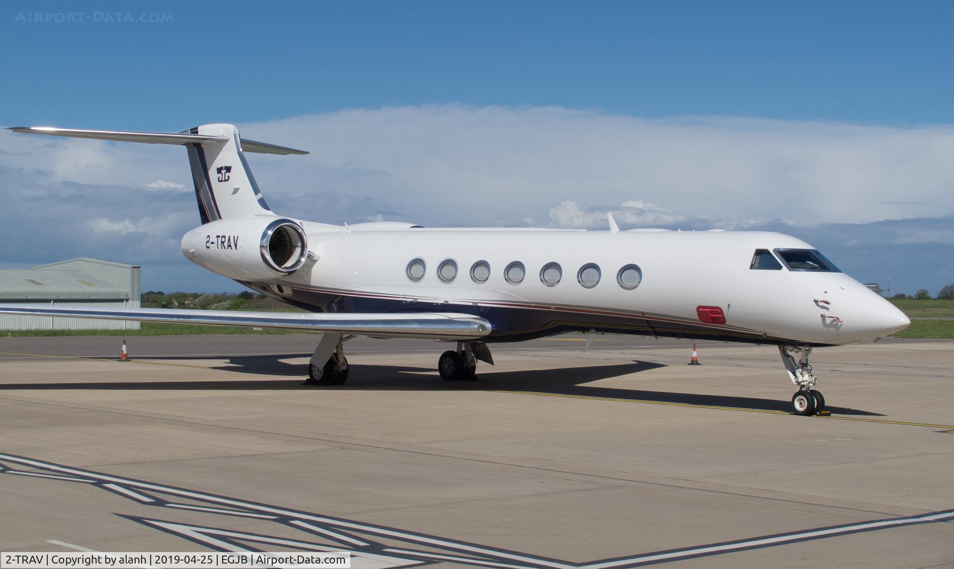 2-TRAV, 2013 Gulfstream Aerospace GV-SP (G550) C/N 5452, Parked on the west apron, Guernsey