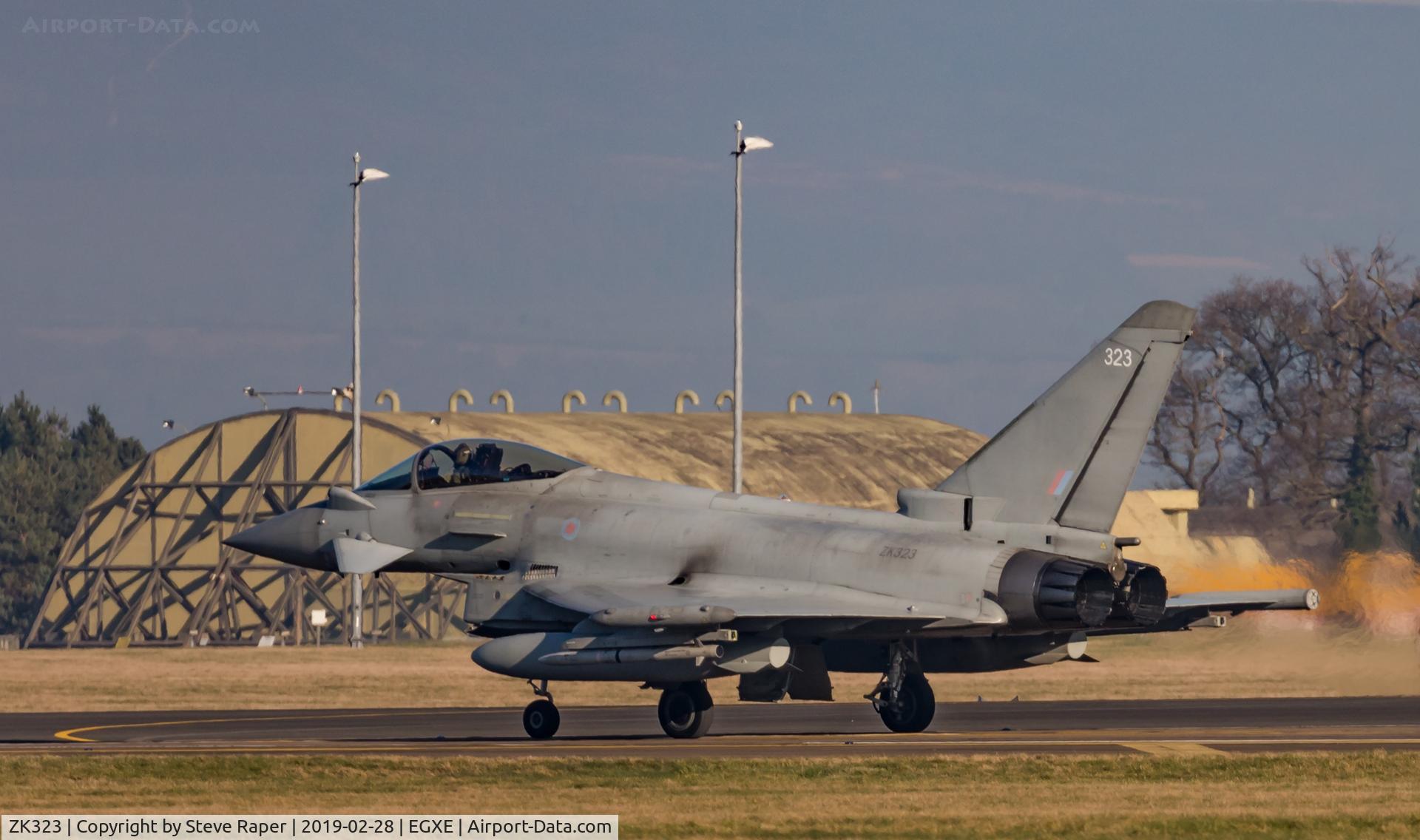 ZK323, 2011 Eurofighter EF-2000 Typhoon FGR4 C/N BS084/322, Taxying back in at RAF Leeming