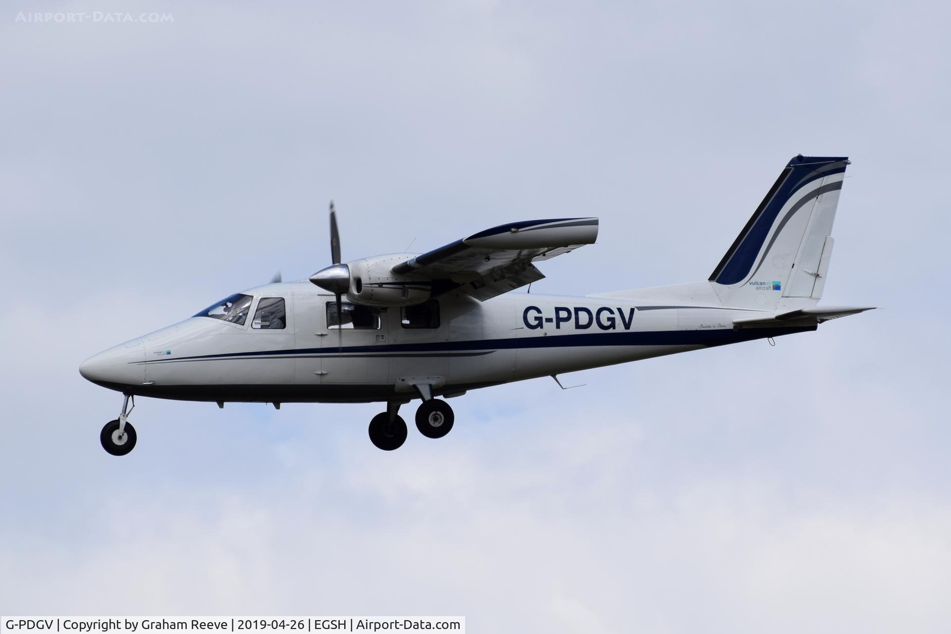 G-PDGV, 2015 Vulcanair P-68TC Observer C/N 485-52-TC, Landing at Norwich.