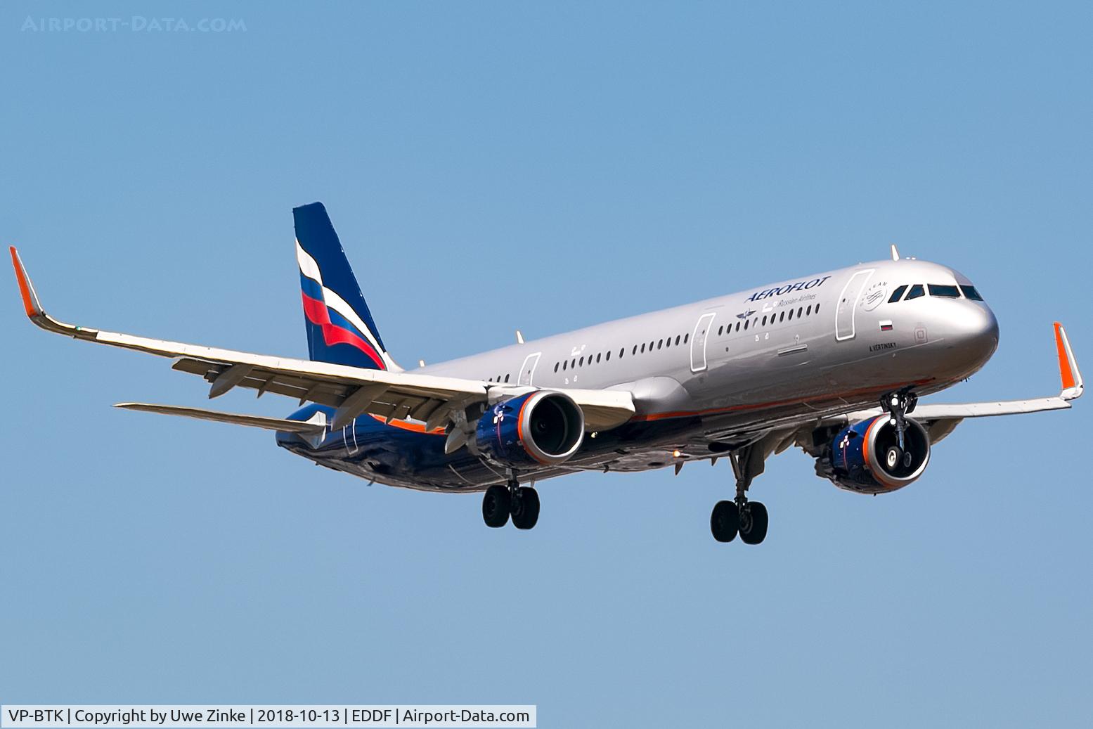 VP-BTK, 2018 Airbus A321-211 C/N 7934, new runway frankfurt