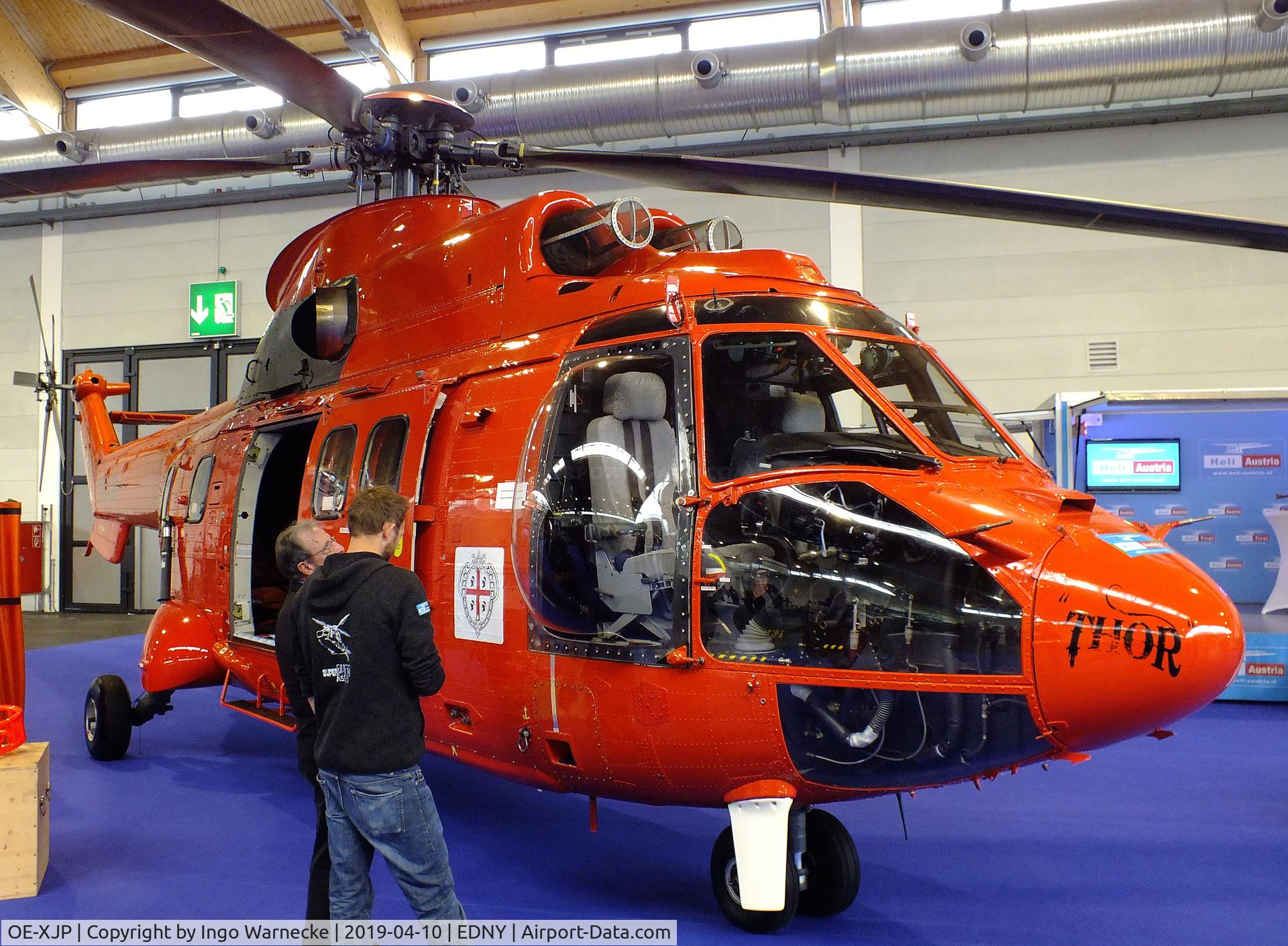 OE-XJP, 1983 Aerospatiale AS-332L Super Puma C/N 2102, Aerospatiale AS.332L Super Puma of Heli Austria at the AERO 2019, Friedrichshafen