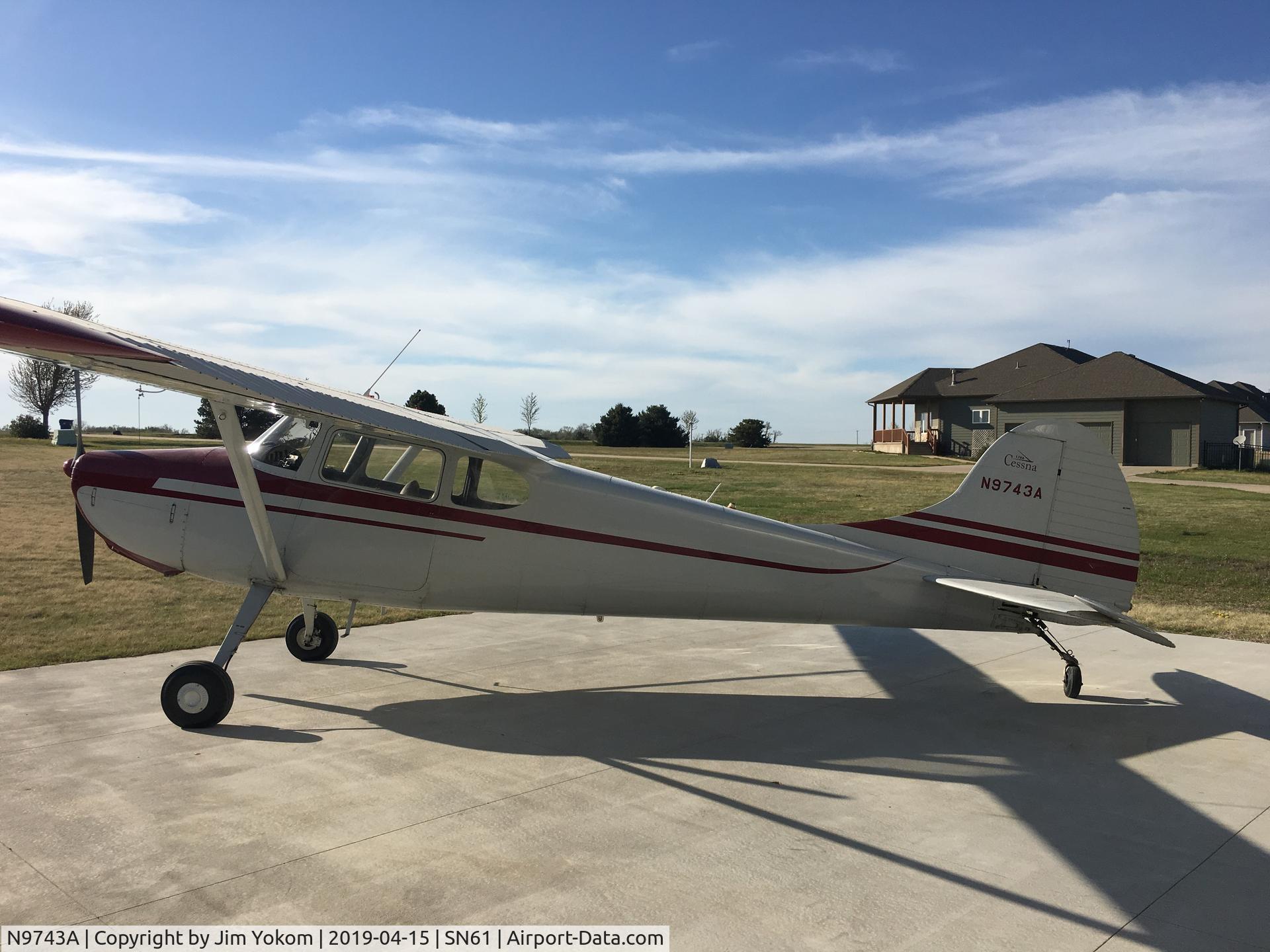 N9743A, 1950 Cessna 170A C/N 19204, N9743A at her hangar in Kansas