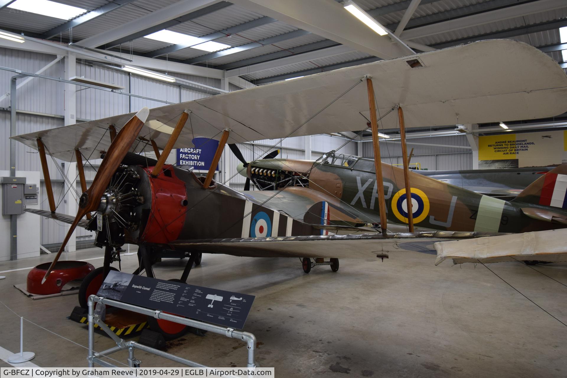 G-BFCZ, 1977 Sopwith F.1 Camel Replica C/N WA2, On display at the Brooklands Museum.