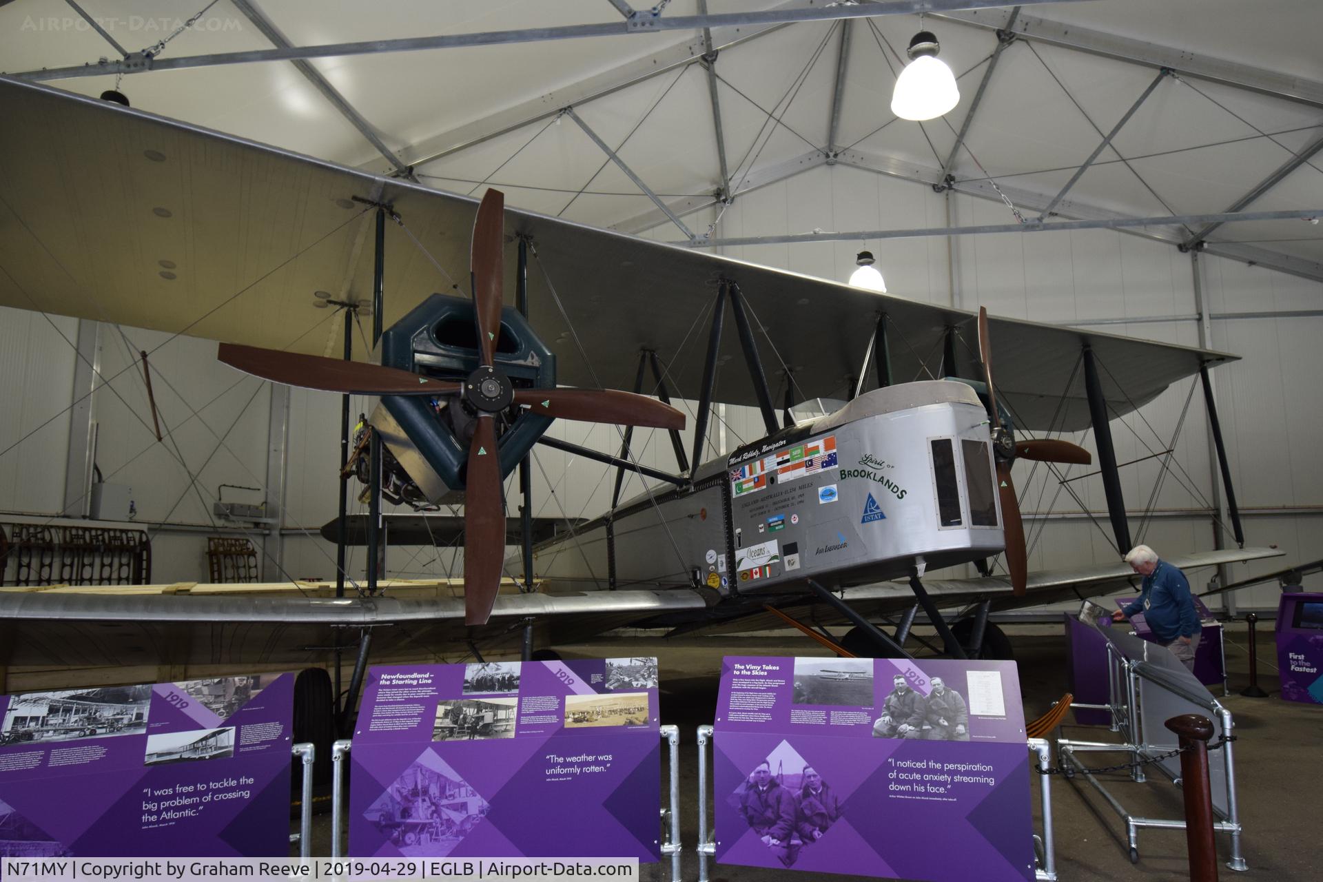 N71MY, 1994 Vickers FB-27A Vimy (replica) C/N 01, On display at the Brooklands Museum.