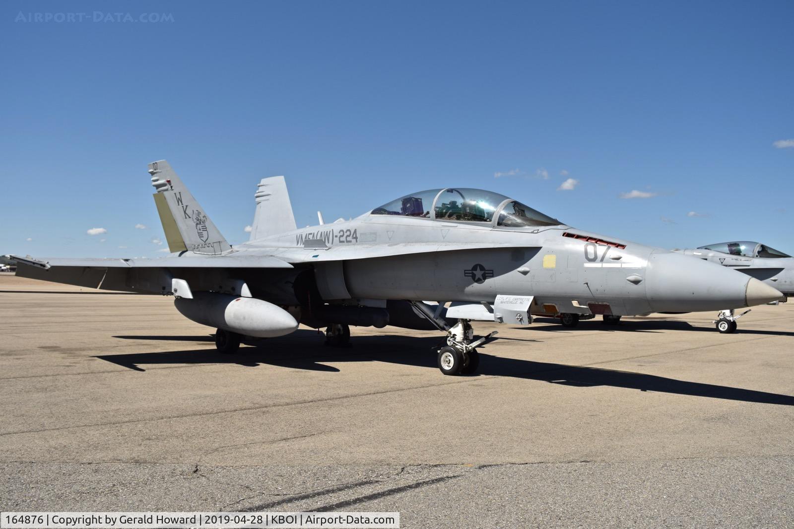 164876, McDonnell Douglas F/A-18D Hornet C/N 1208, WK-07 parked on the north GA ramp.  VMFA(AW)-224 