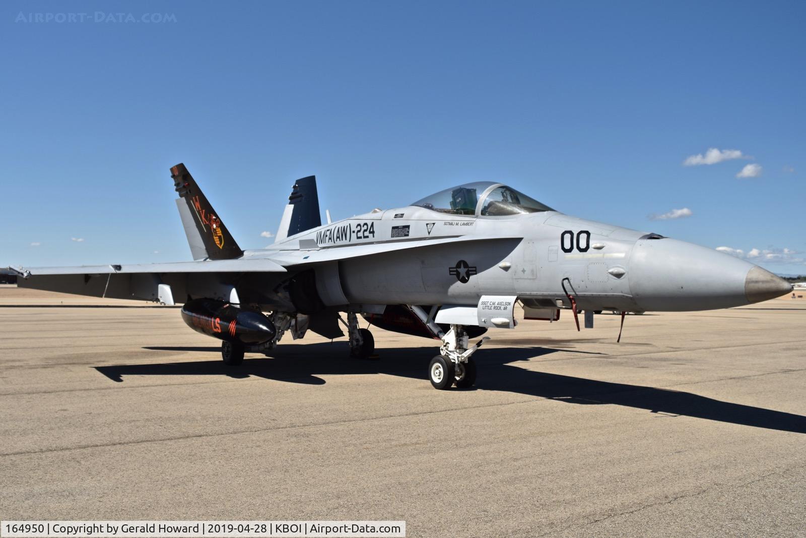 164950, McDonnell Douglas F/A-18C Hornet C/N 1250/C374, WK-00 parked on the north GA ramp.  VMFA(AW)-224 