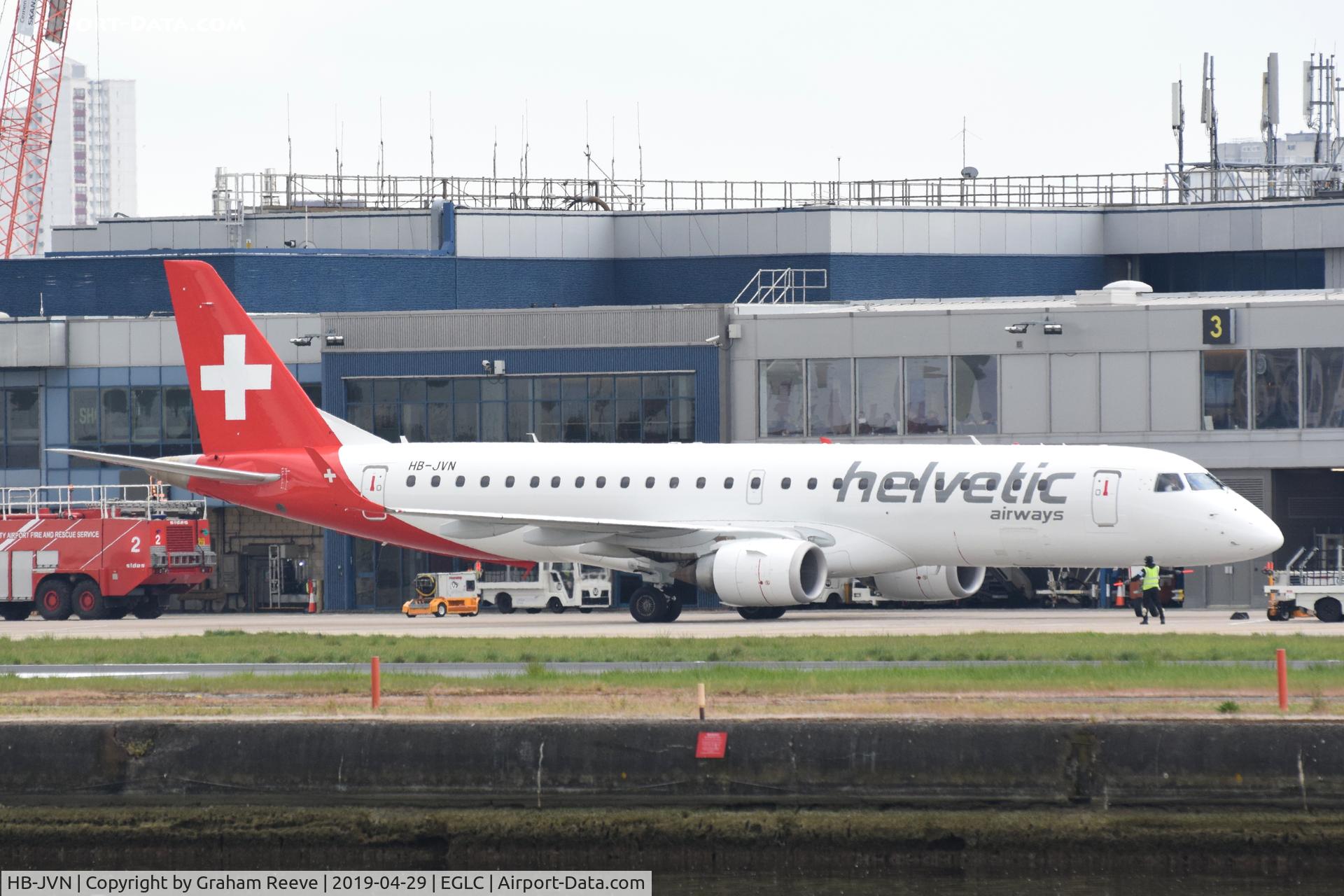 HB-JVN, 2009 Embraer 190LR (ERJ-190-100LR) C/N 19000285, Just landed at London City.