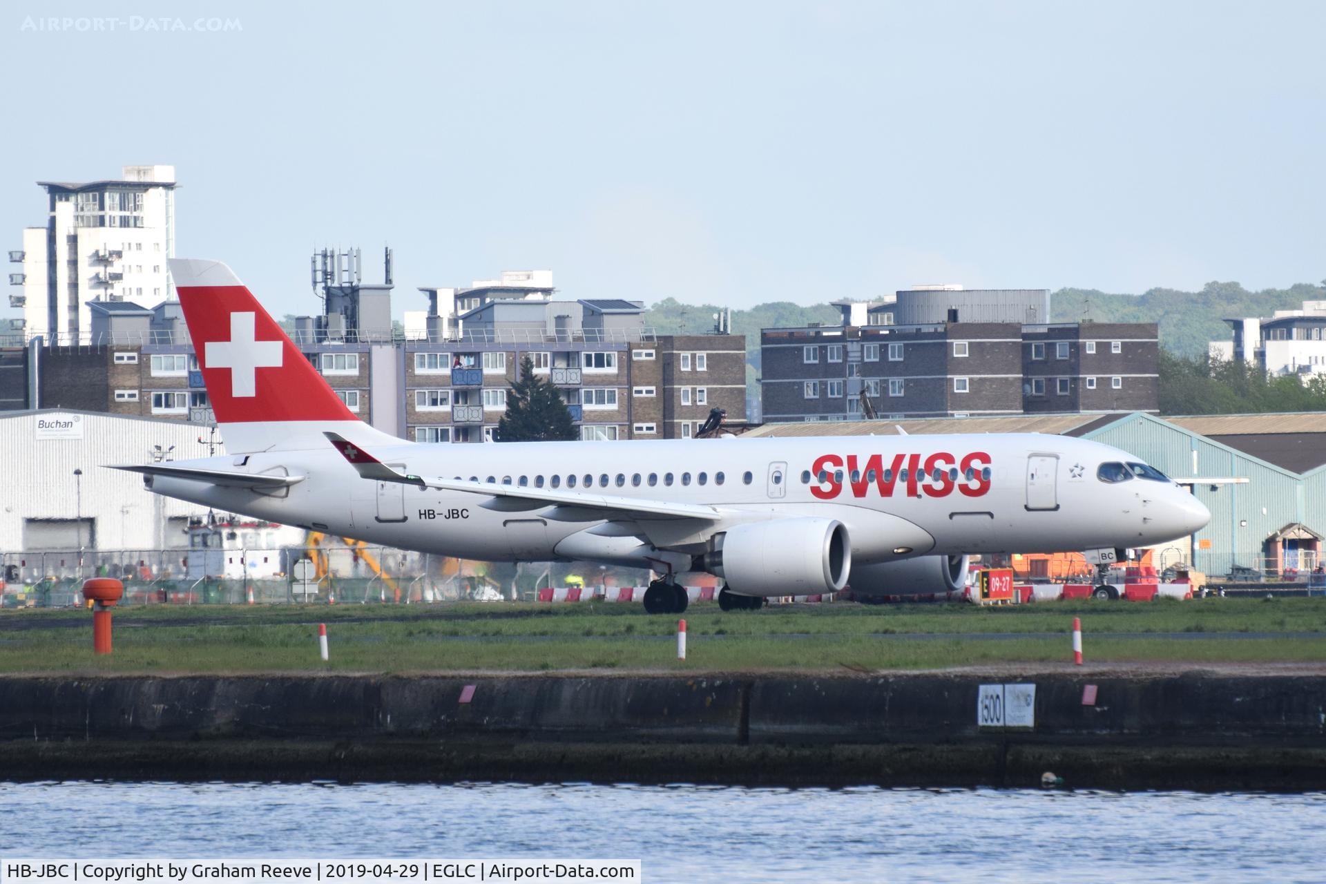 HB-JBC, 2016 Bombardier CSeries CS100 (BD-500-1A10) C/N 50012, Just landed at London City Airport.