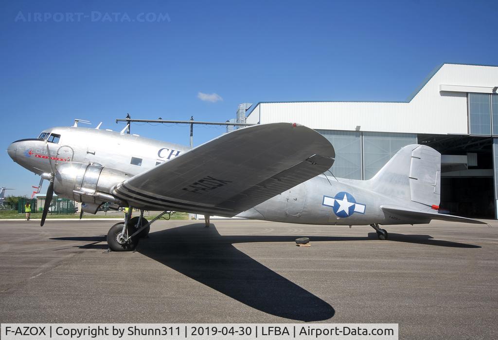 F-AZOX, 1945 Douglas DC-3C-S1C3G (C-47B-35-DK) C/N 16604, Parked at the paintshop area near the Airclub for a special day @ LFBA... Special thanks for all the Airport staff seen this day and who had permit me to take a very good picture ;)