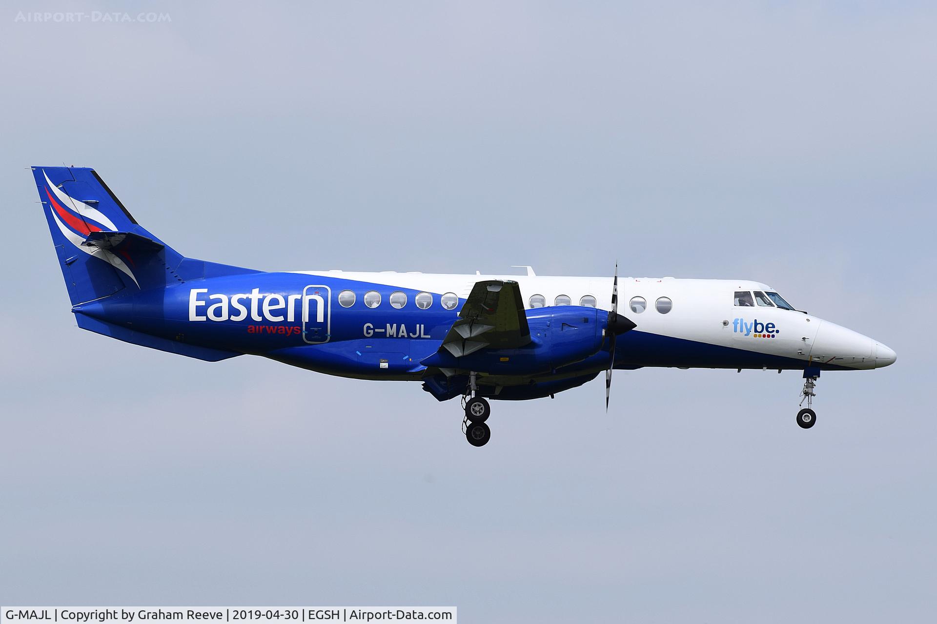 G-MAJL, 1996 British Aerospace Jetstream 41 C/N 41087, Landing at Norwich.