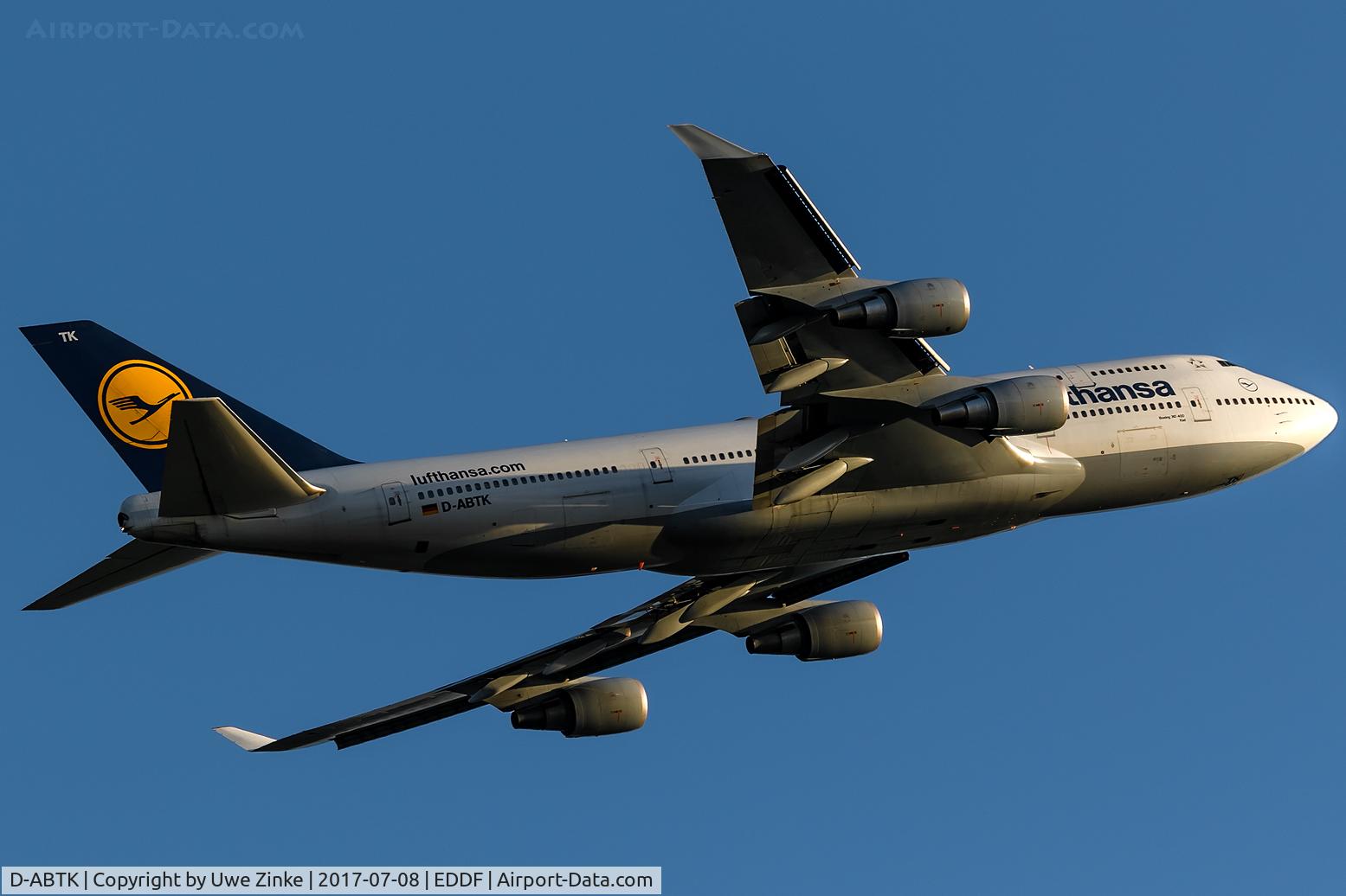 D-ABTK, 2001 Boeing 747-430 C/N 29871, evening