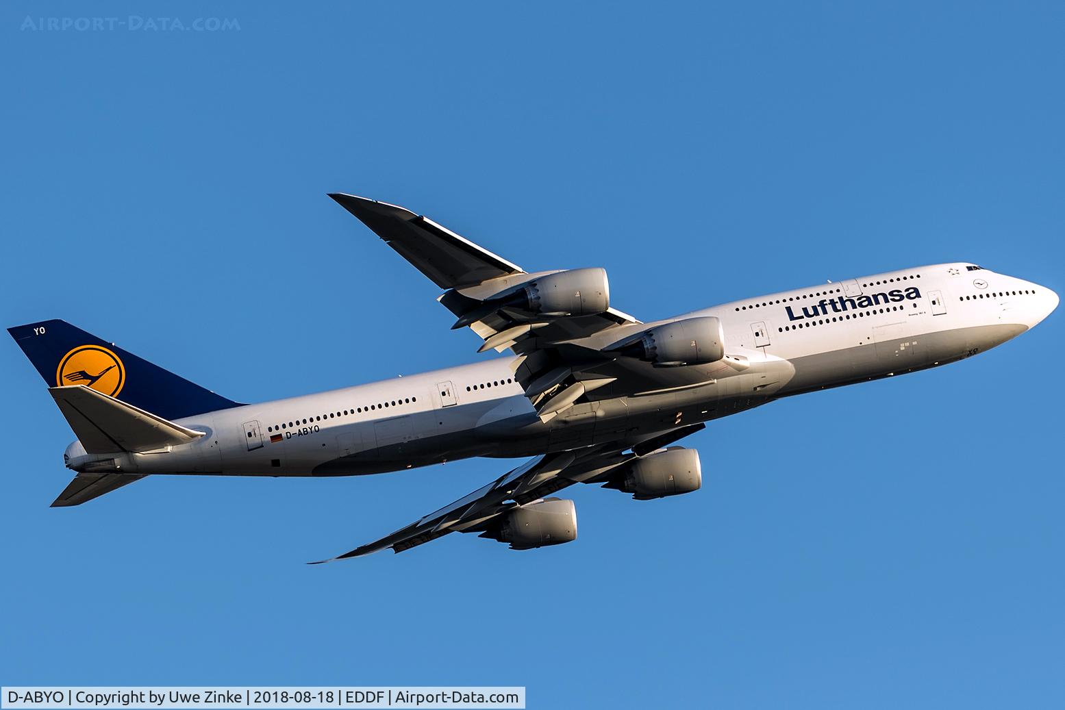 D-ABYO, 2014 Boeing 747-830 C/N 37841, evening