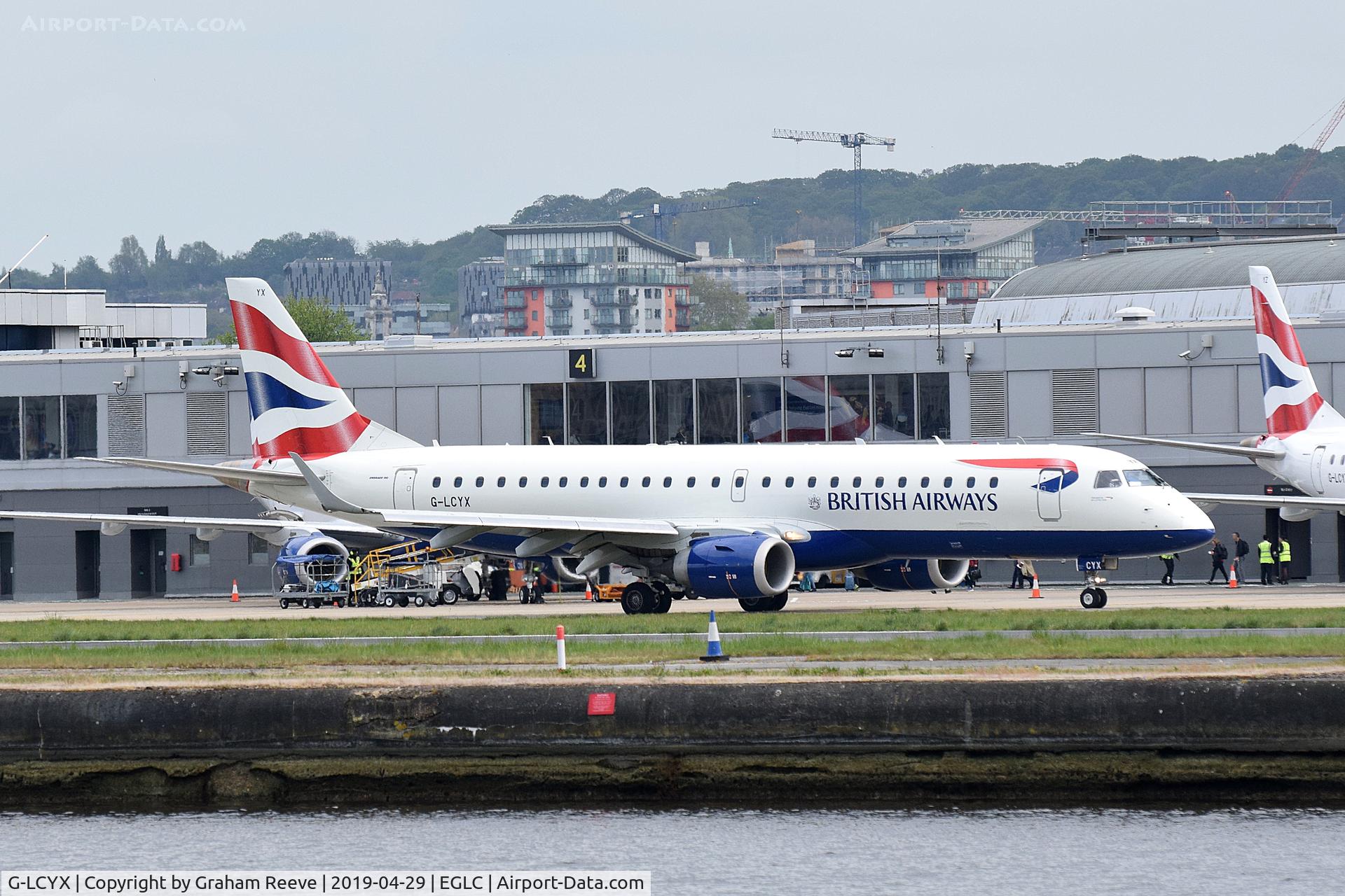 G-LCYX, 2008 Embraer 190LR (ERJ-190-100LR) C/N 19000178, Departing from London City Airport.