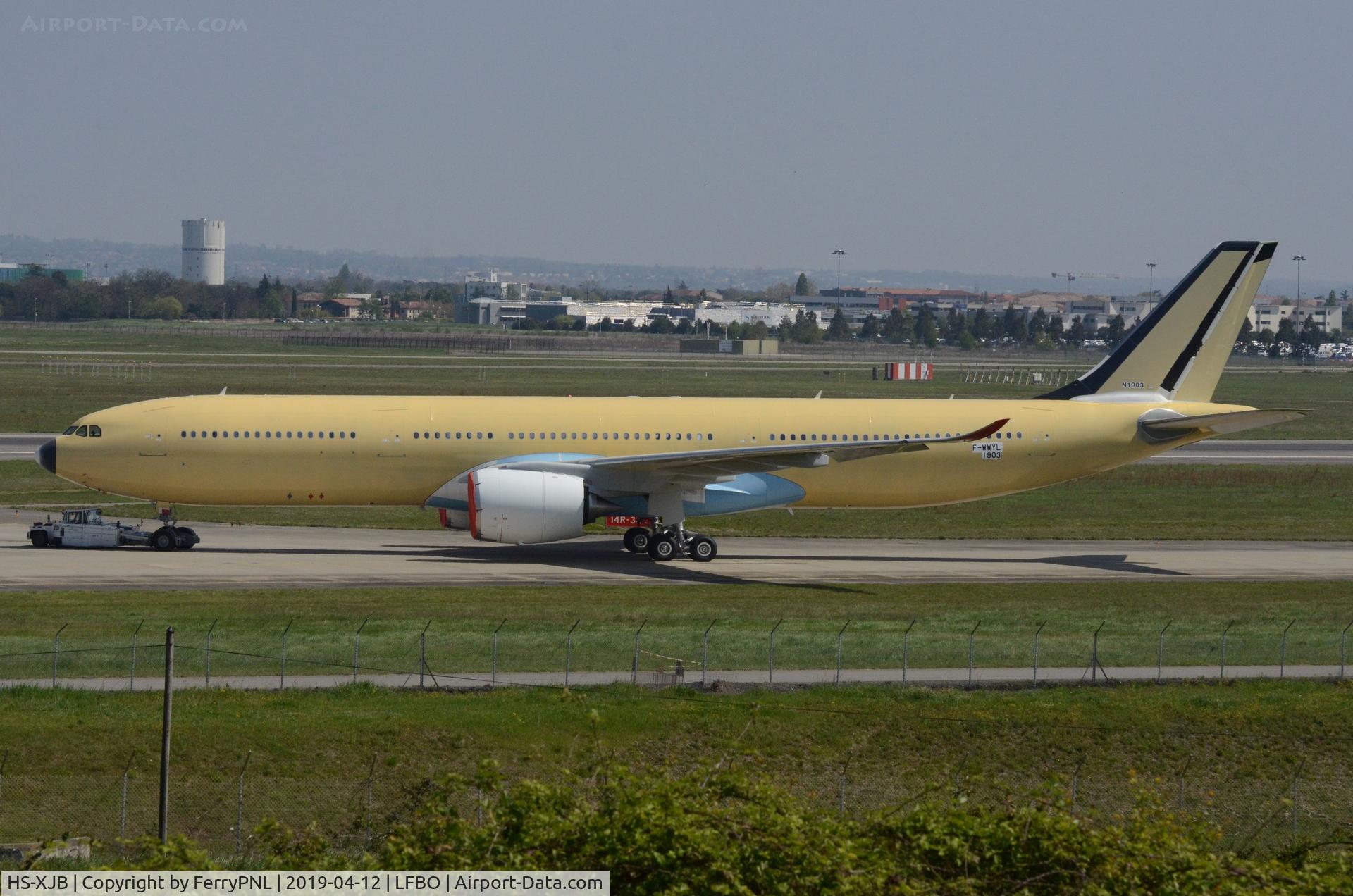 HS-XJB, 2019 Airbus A330-941 C/N 1903, Air Asia X A339 under tug to the other side of the airport under test reg F-WWYL.