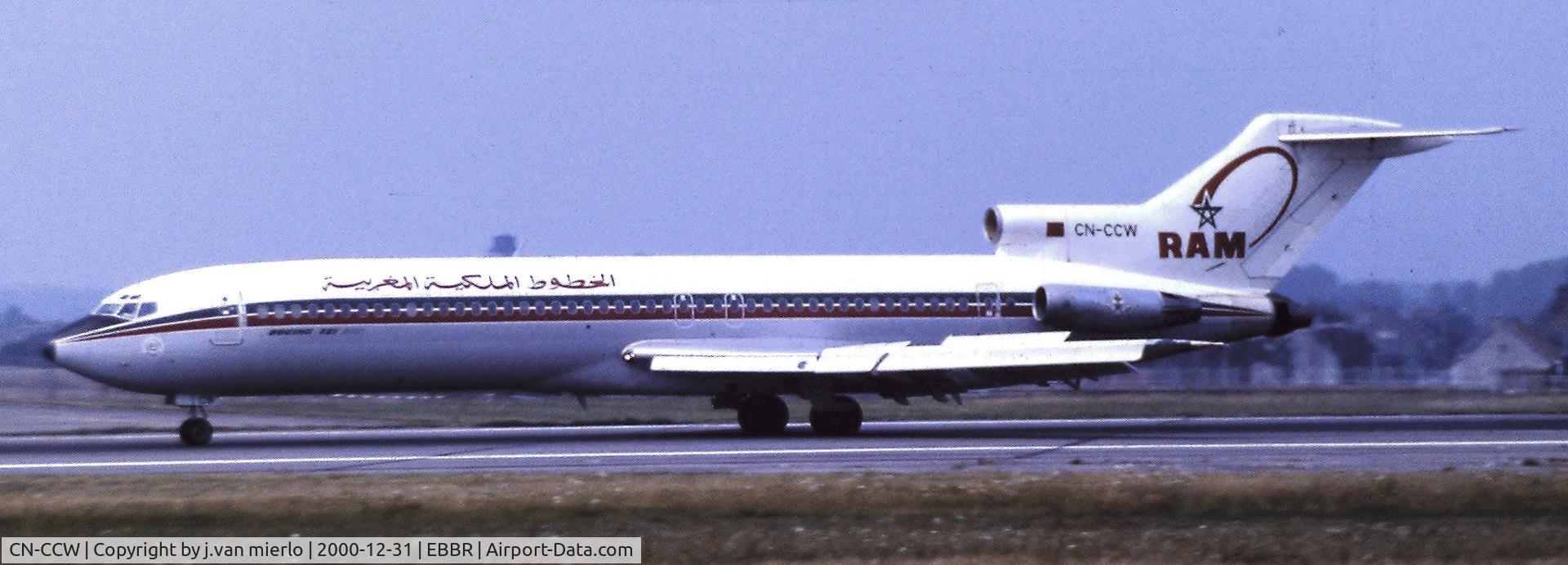 CN-CCW, 1975 Boeing 727-2B6 C/N 21068, Landing at Brussels 25L '80s