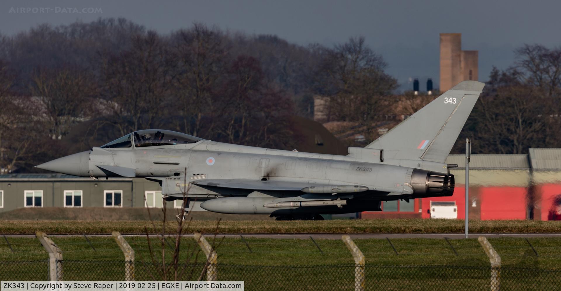 ZK343, 2012 Eurofighter EF-2000 Typhoon FGR4 C/N BS104/380, Taxying back in after local sortie at Leeming