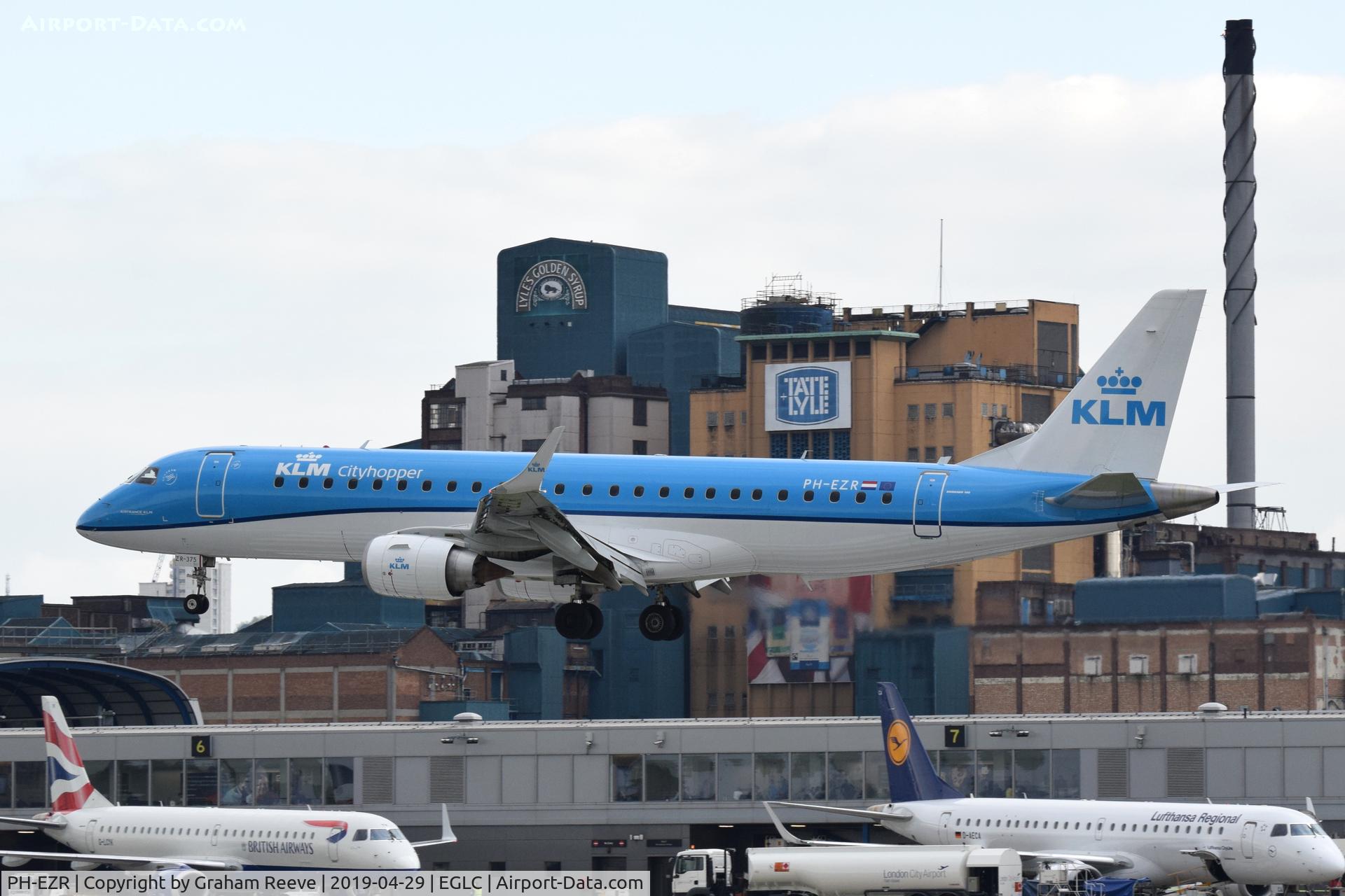 PH-EZR, 2010 Embraer 190LR (ERJ-190-100LR) C/N 19000375, Landing at London City Airport.